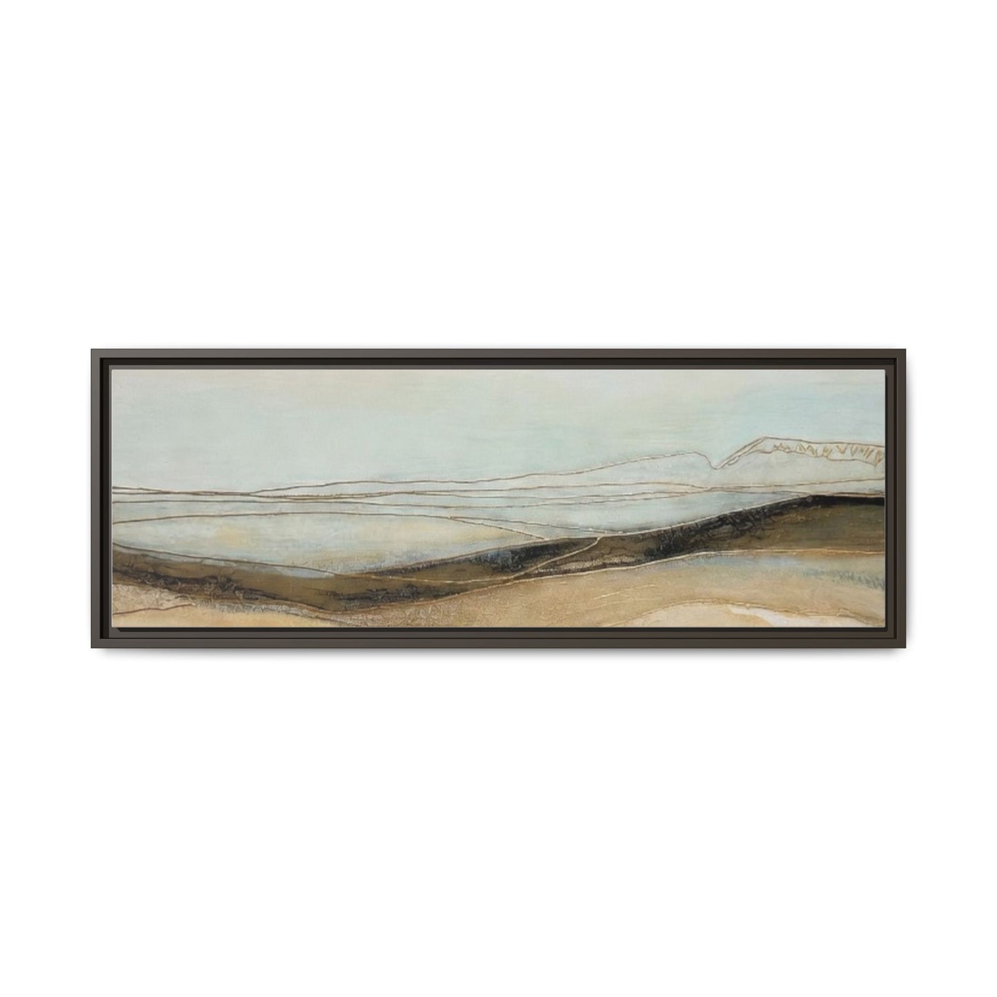 Framed Matte Canvas Wall Art — Neutral Abstract Landscape in Soft Blues & Earth Tones
