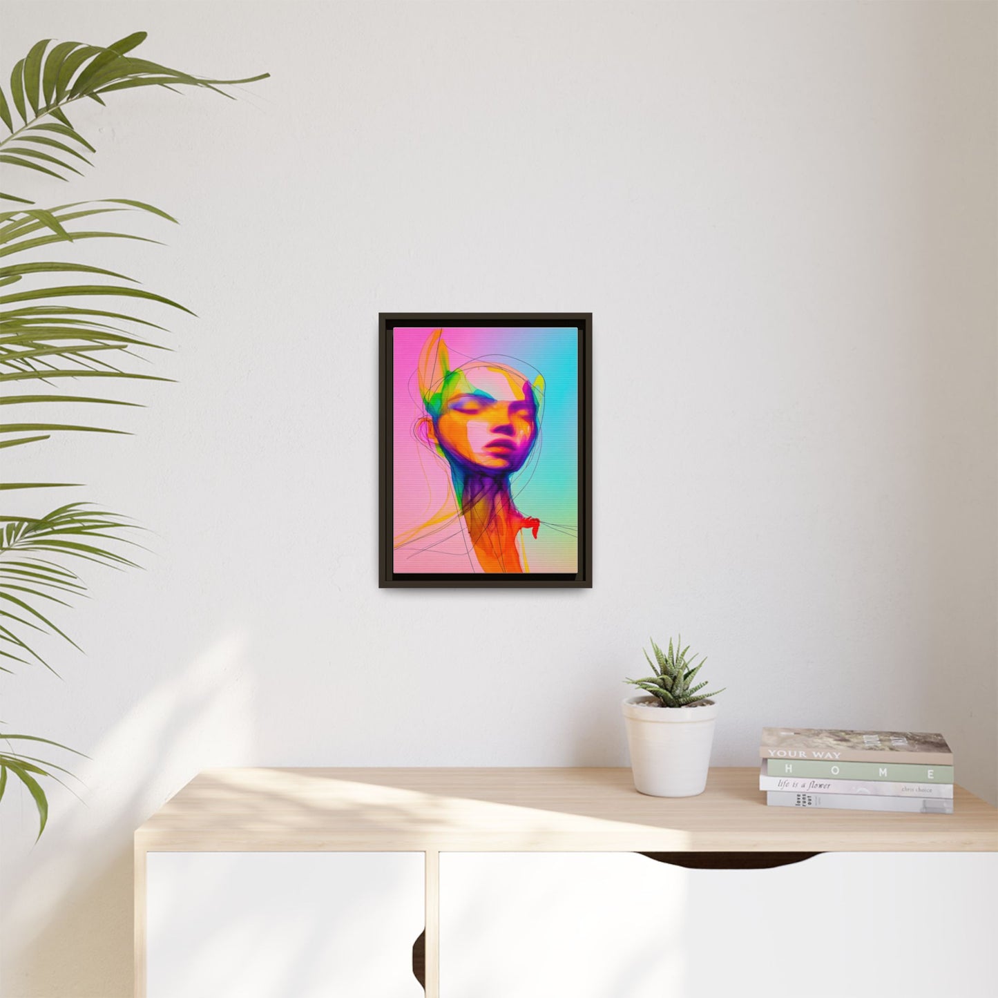 Framed Matte Canvas Art — Vibrant Abstract Portrait Wall Print