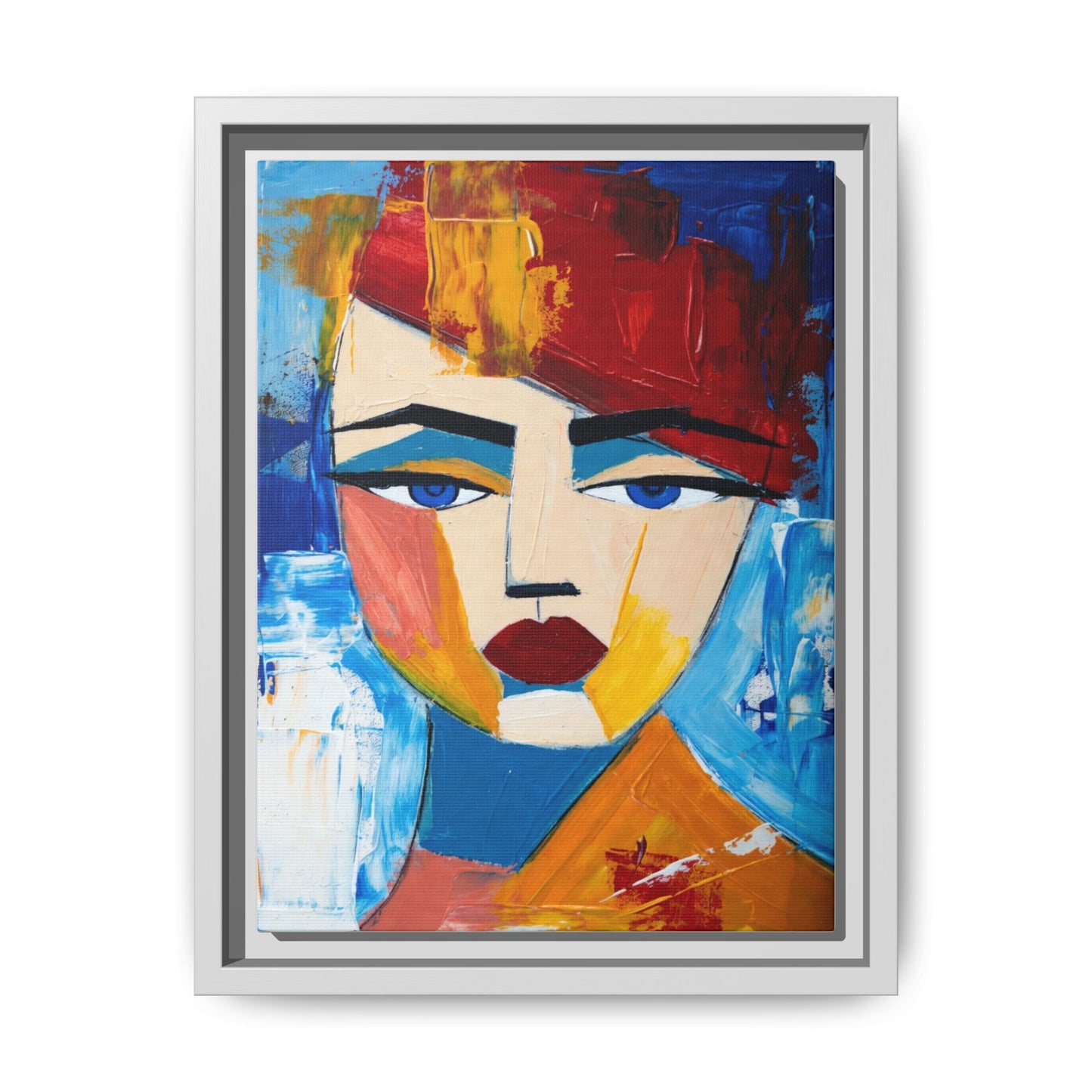 Abstract Colorful Portrait Framed Canvas Art