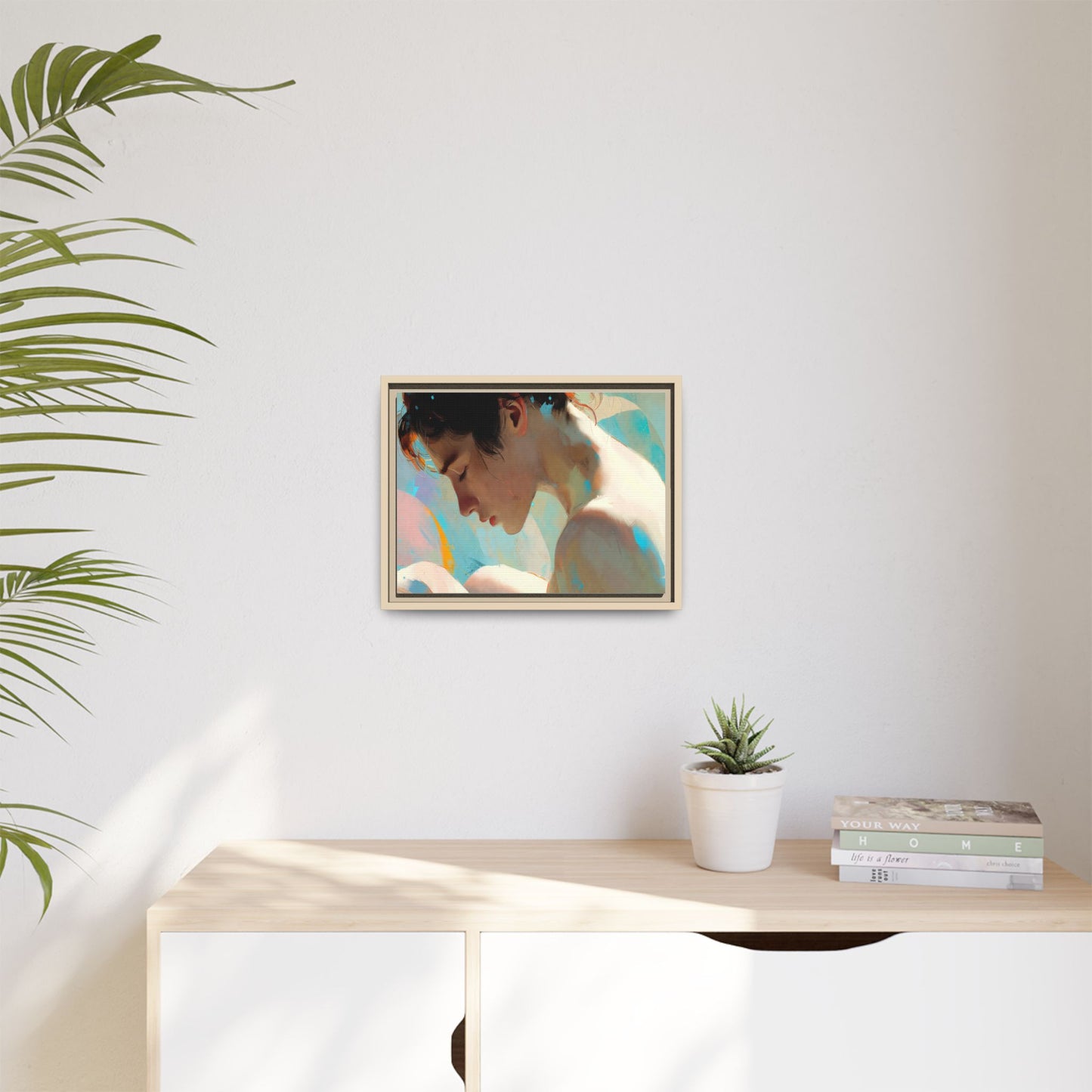 Framed Matte Canvas Print — Dreamy Portrait Art (Multi‑Color)