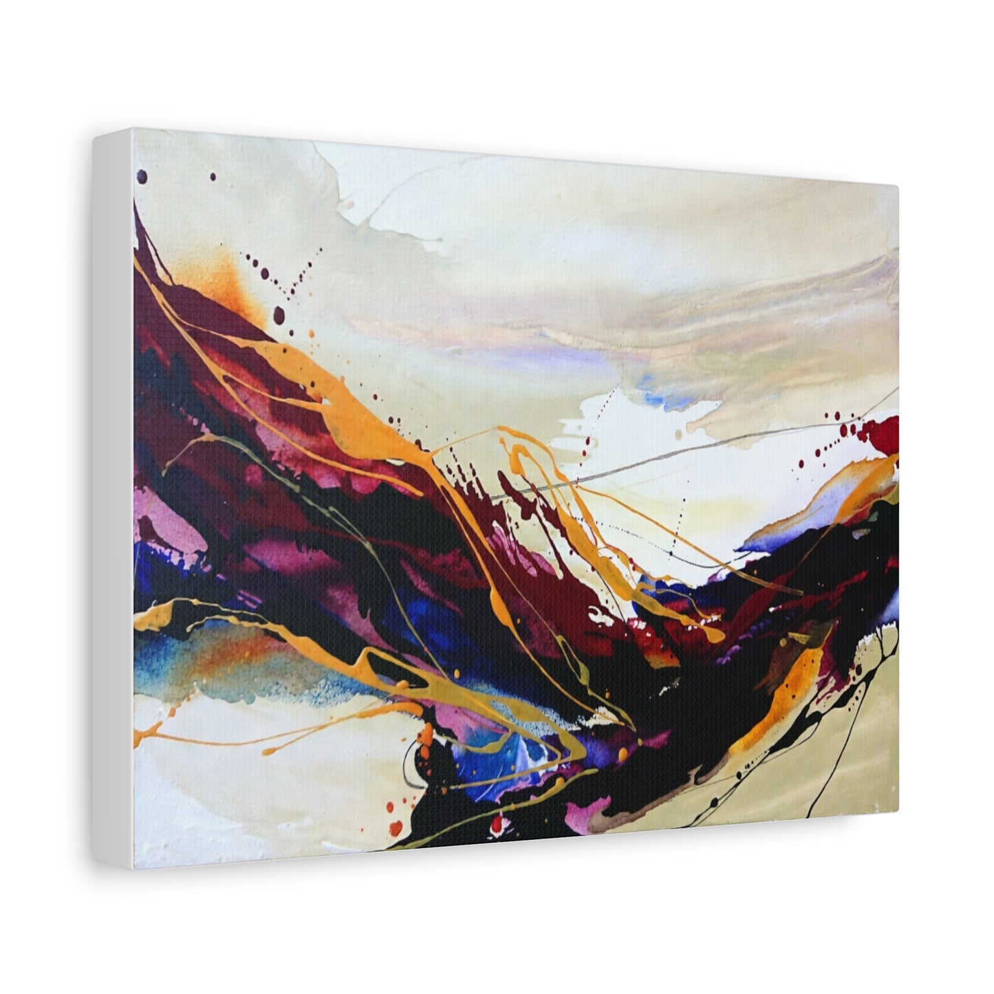 Abstract Color Flow Matte Stretched Canvas – Vibrant Modern Wall Art