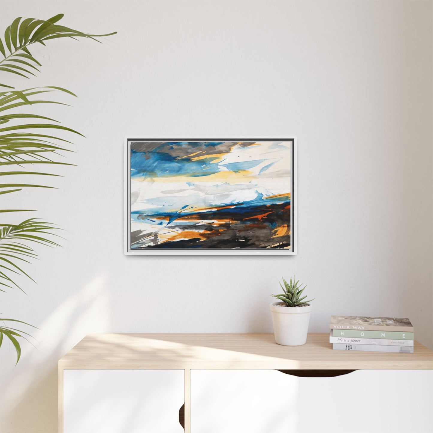 Abstract Coastal Waves Matte Canvas Framed Wall Art
