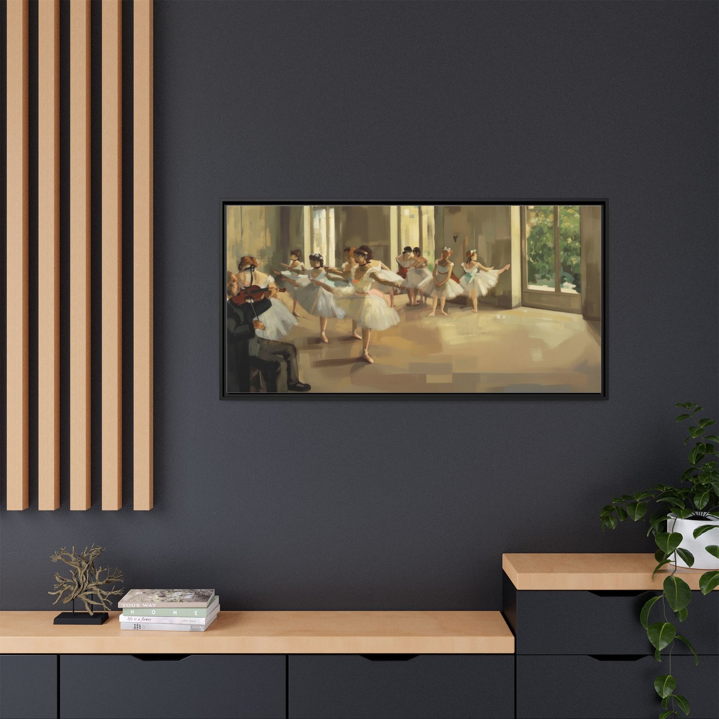Framed Matte Canvas Print — Ballet Class Scene (Impressionist Dancers)
