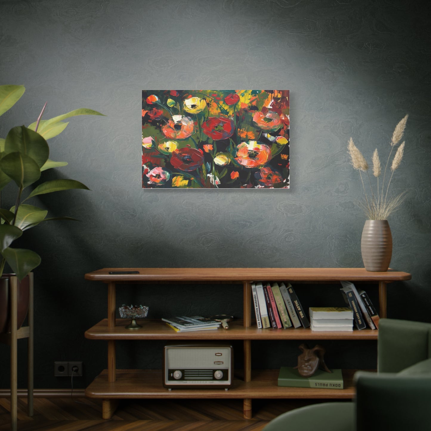 Bold Floral Abstract Canvas Print — Colorful Poppy Wall Art, Matte Stretched 1.25"