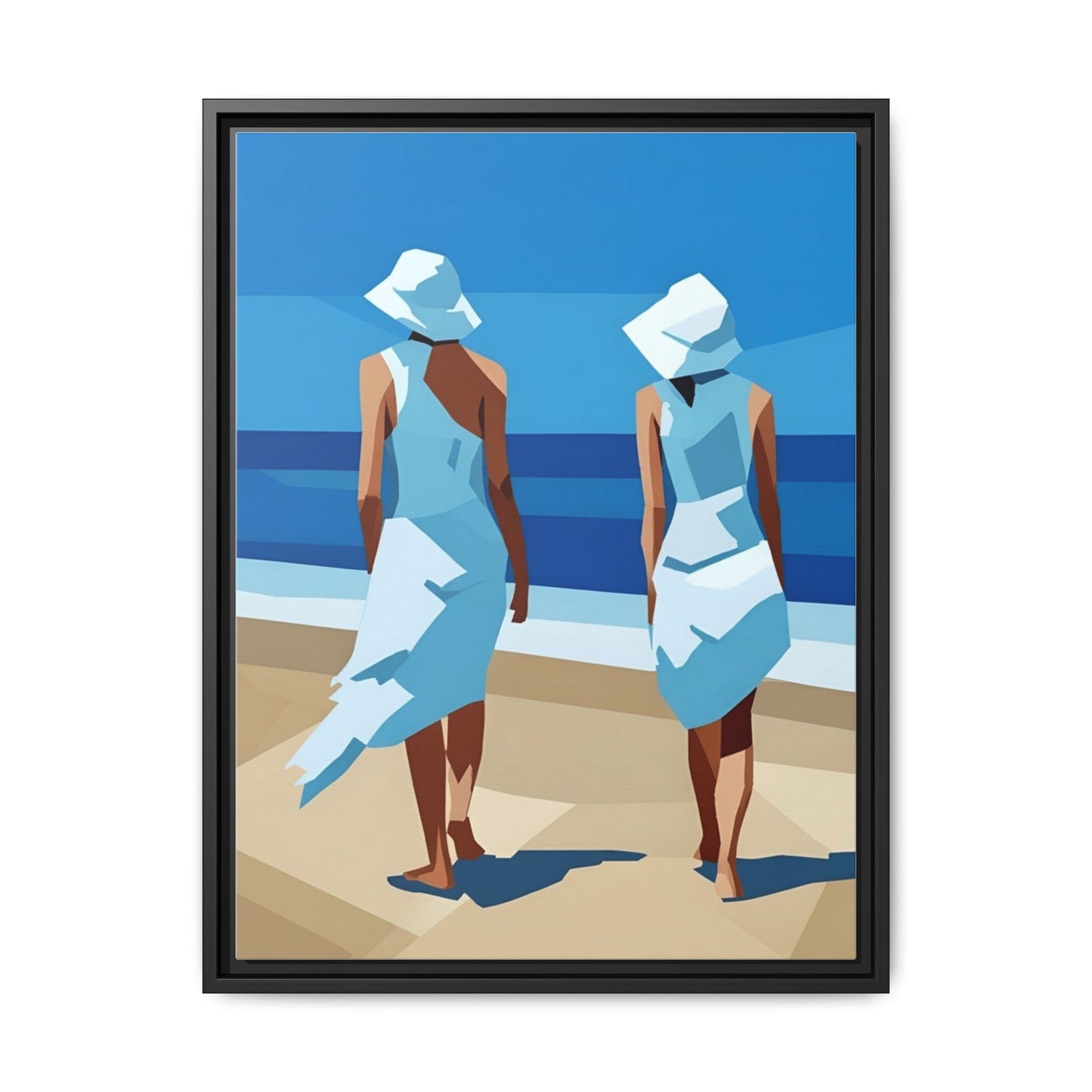 Seaside Stroll Matte Canvas Framed Print — Coastal Beach Art