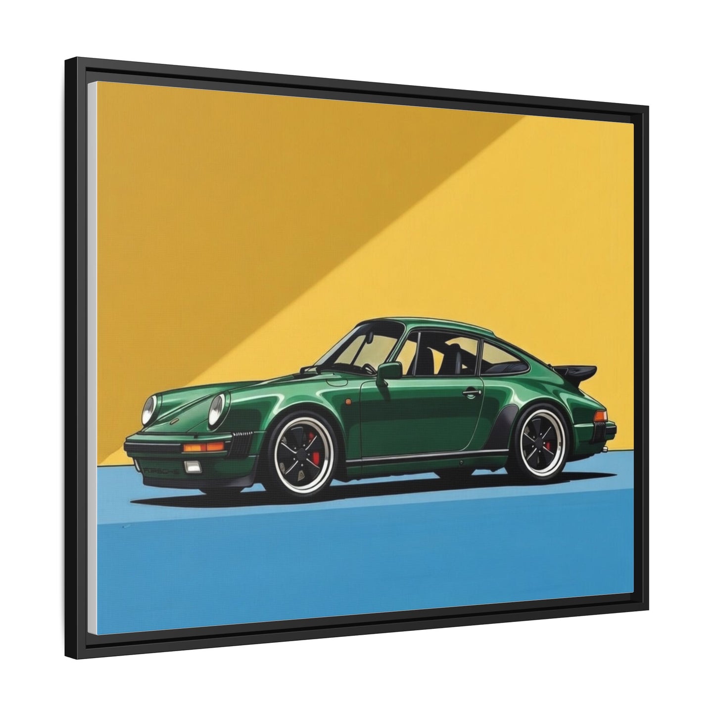 Framed Matte Canvas — Green Sports Car Wall Art