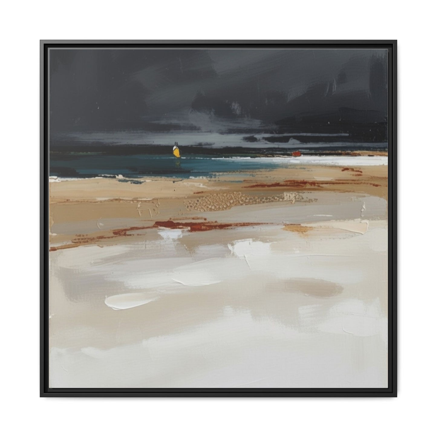 Framed Matte Canvas Beachscape Art Print — Coastal Abstract Wall Decor
