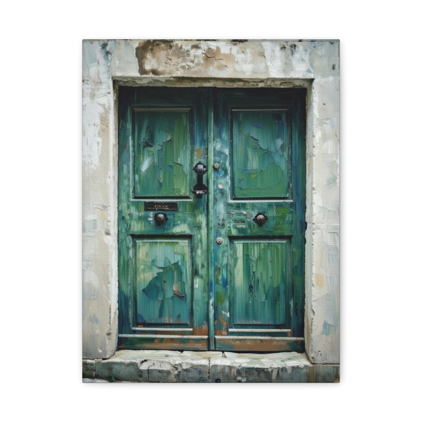 Vintage Green Door Matte Canvas Wall Art — Stretched 1.25"