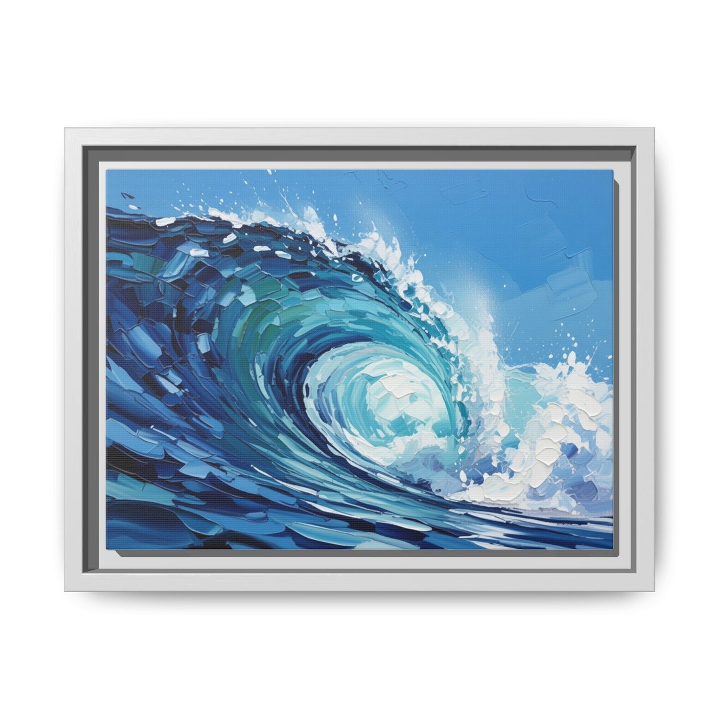 Framed Matte Canvas Wave Art — Blue Ocean Surf Wall Decor