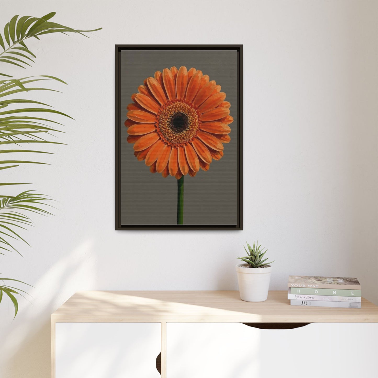 Orange Gerbera Daisy Matte Canvas Print (Framed)