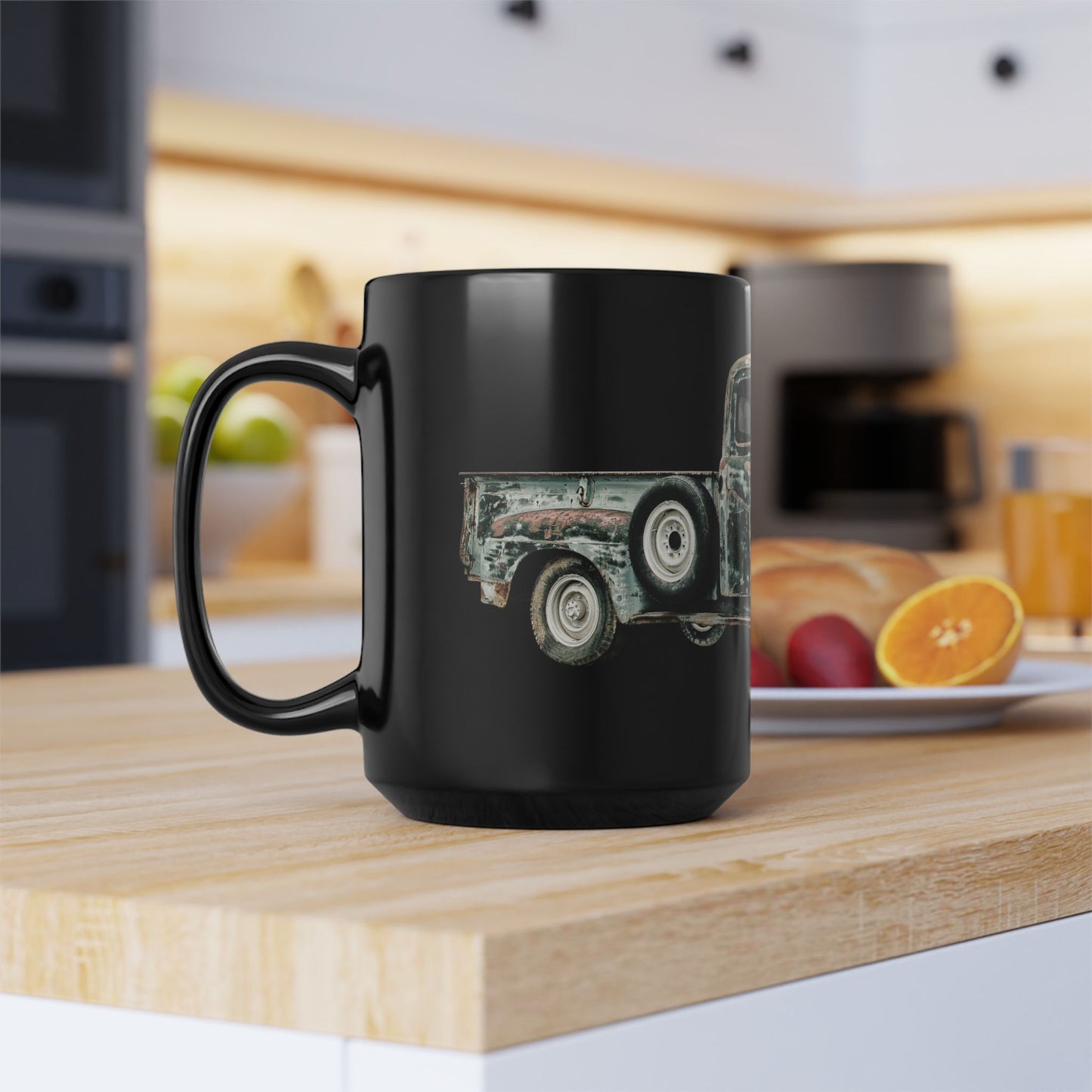 Vintage Rusty Truck Black Coffee Mug — Retro Classic Pickup Gift