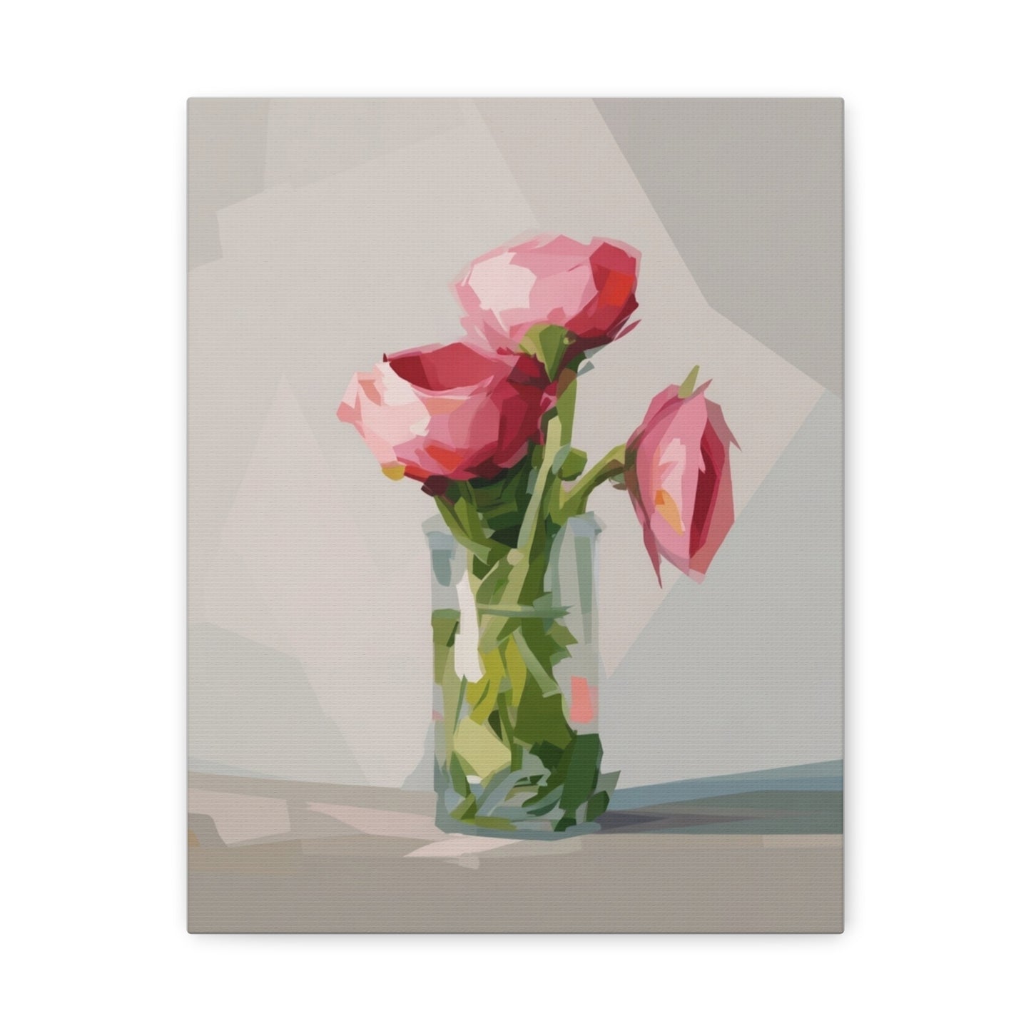 Pink Floral Vase Canvas Print — Stretched Matte Wall Art