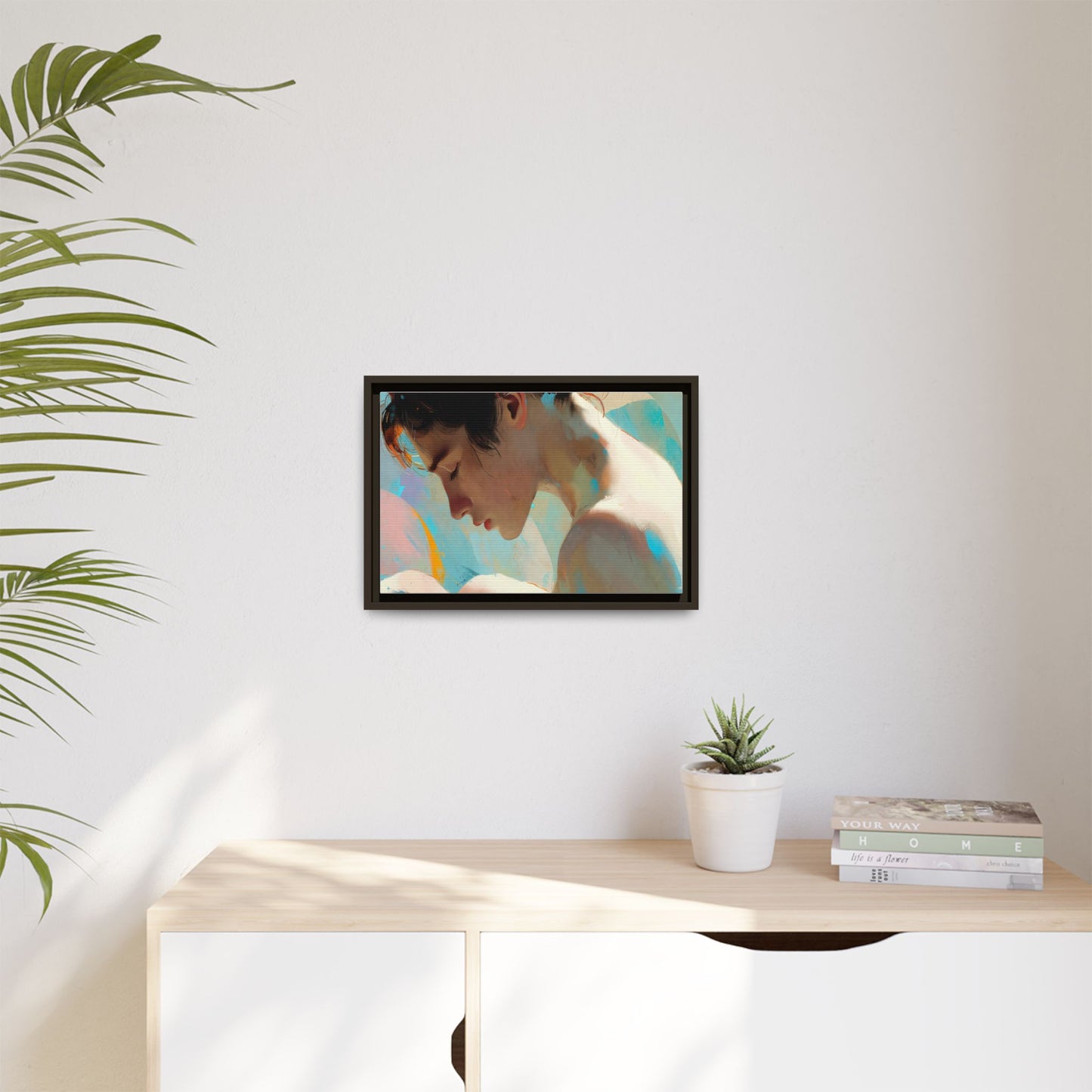 Framed Matte Canvas Print — Dreamy Portrait Art (Multi‑Color)