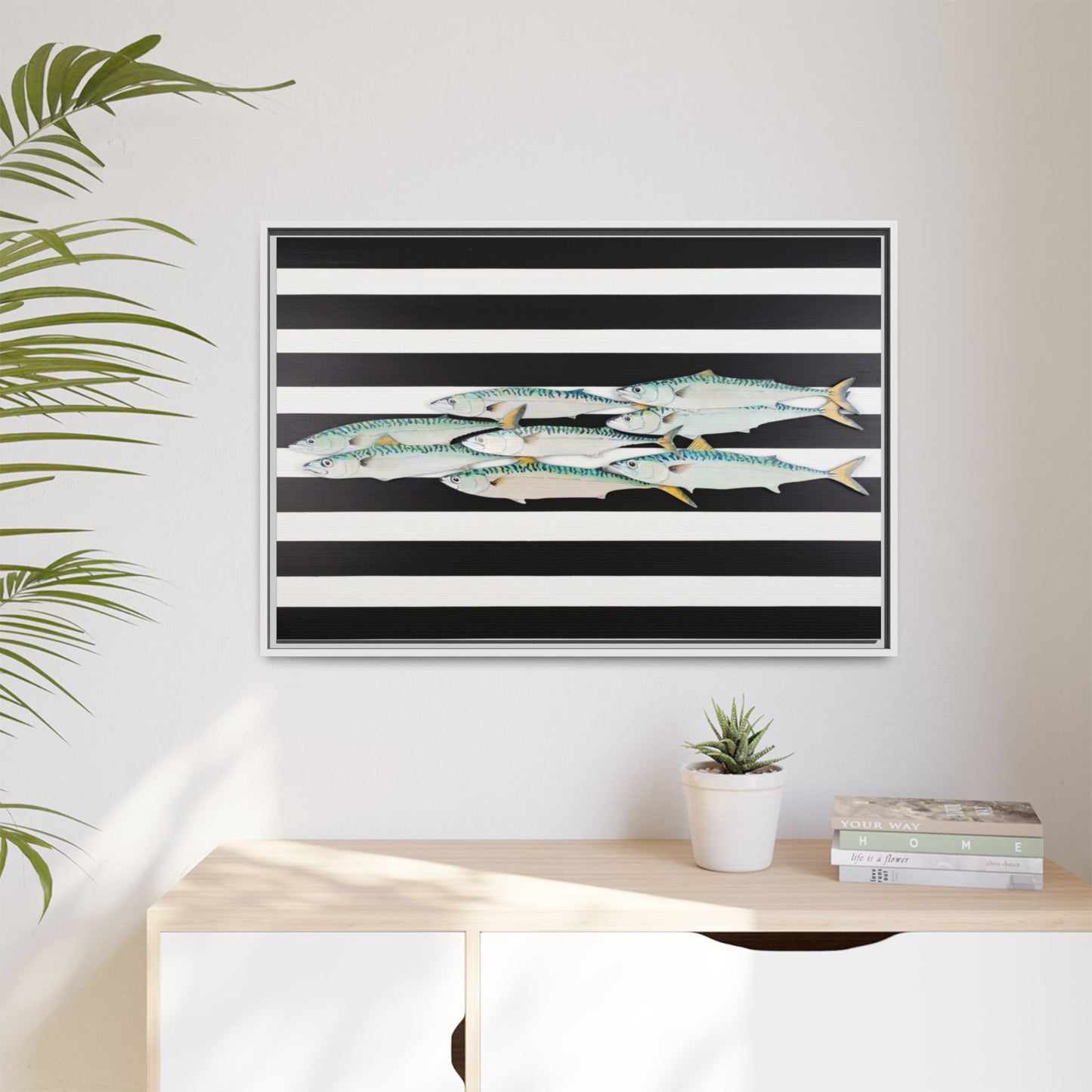 Striped Mackerel Canvas Print — Framed Matte Fish Wall Art