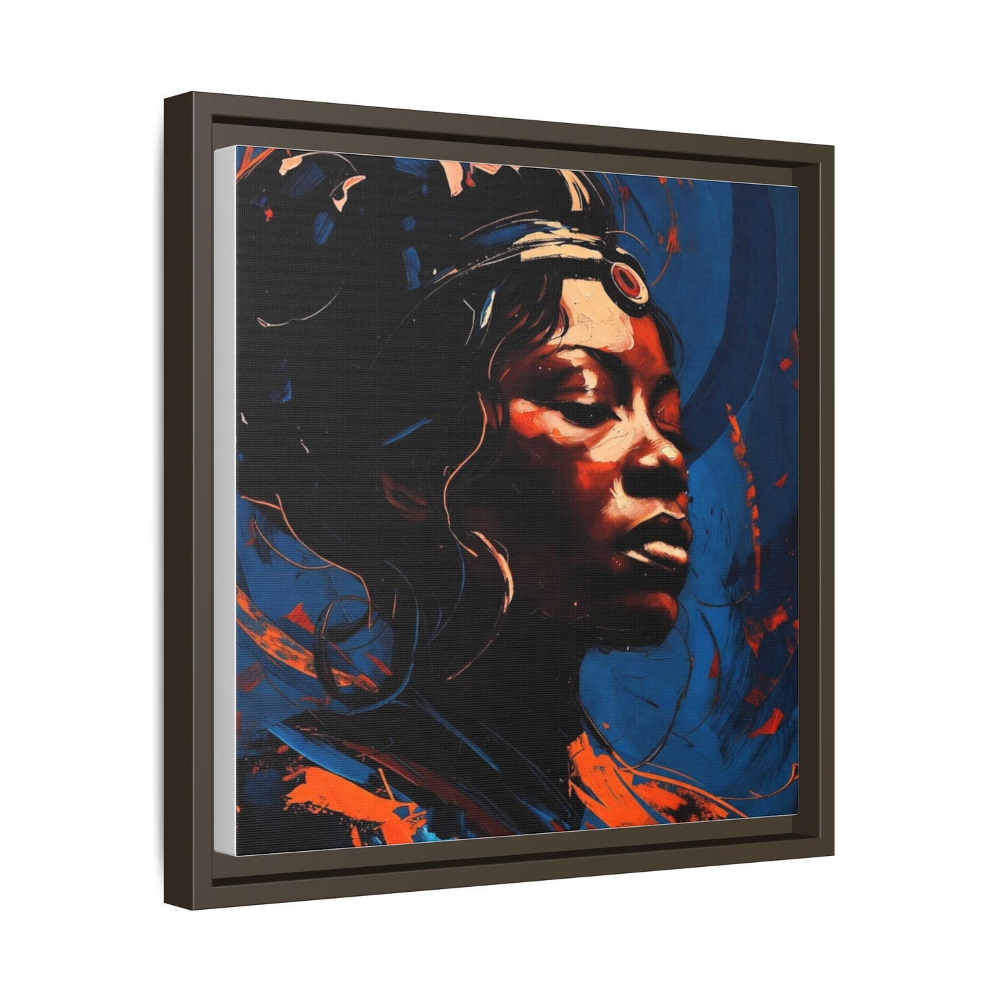 Framed Matte Canvas Art - Vibrant Portrait of a Black Woman (Multi-Color)