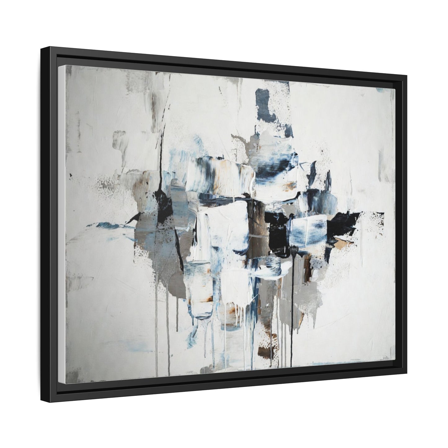 Framed Abstract Canvas Art — Blue Neutral Modern Wall Print