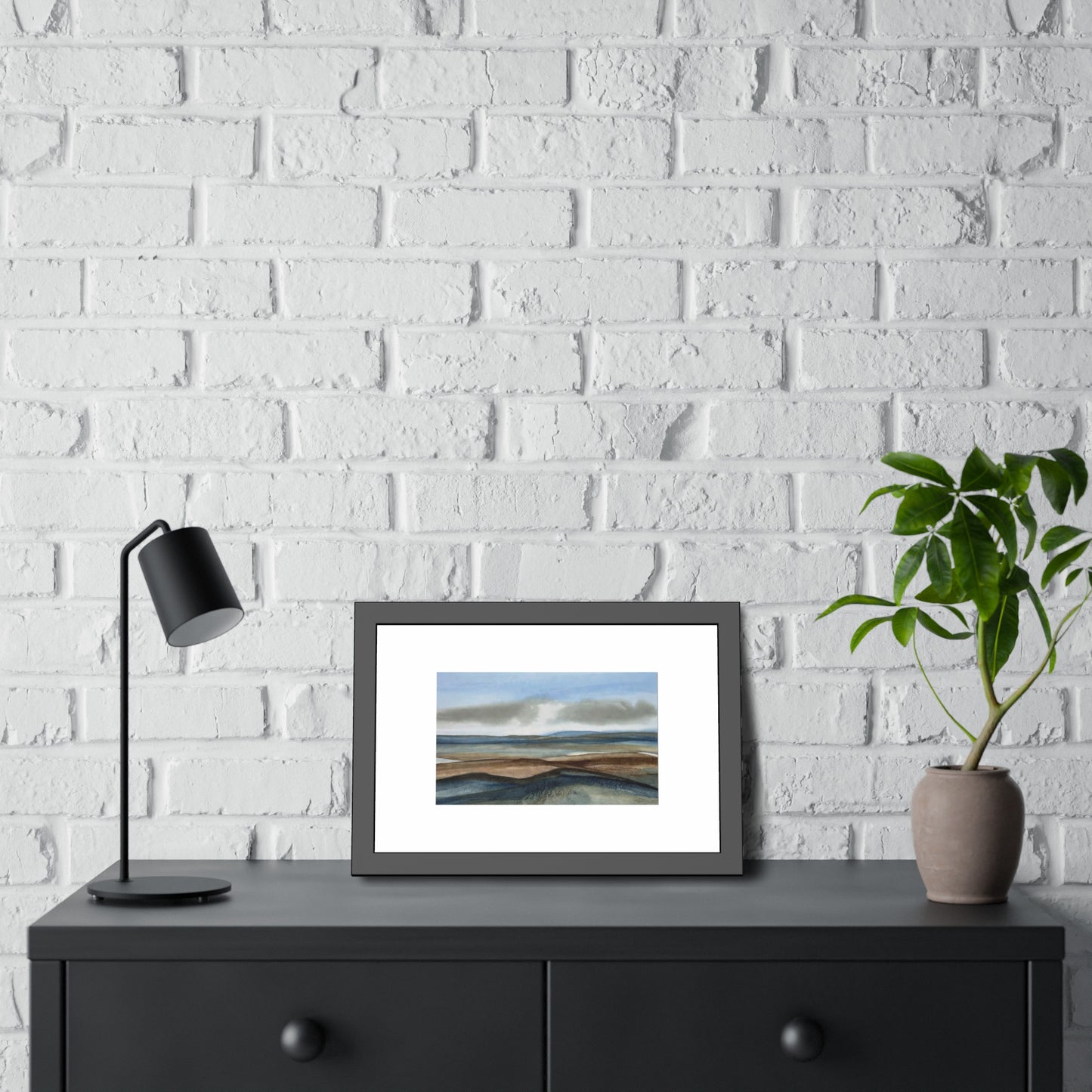 Framed Coastal Landscape Poster — Serene Seascape Wall Art Print