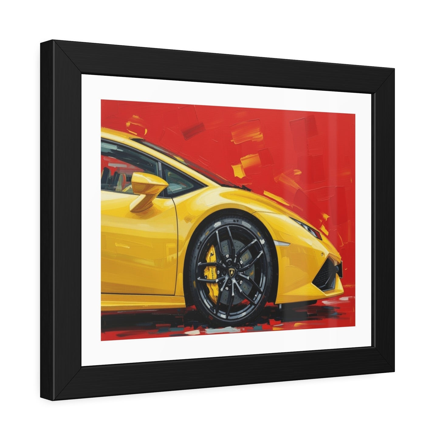 Yellow Sports Car Framed Poster — Modern Automotive Wall Art