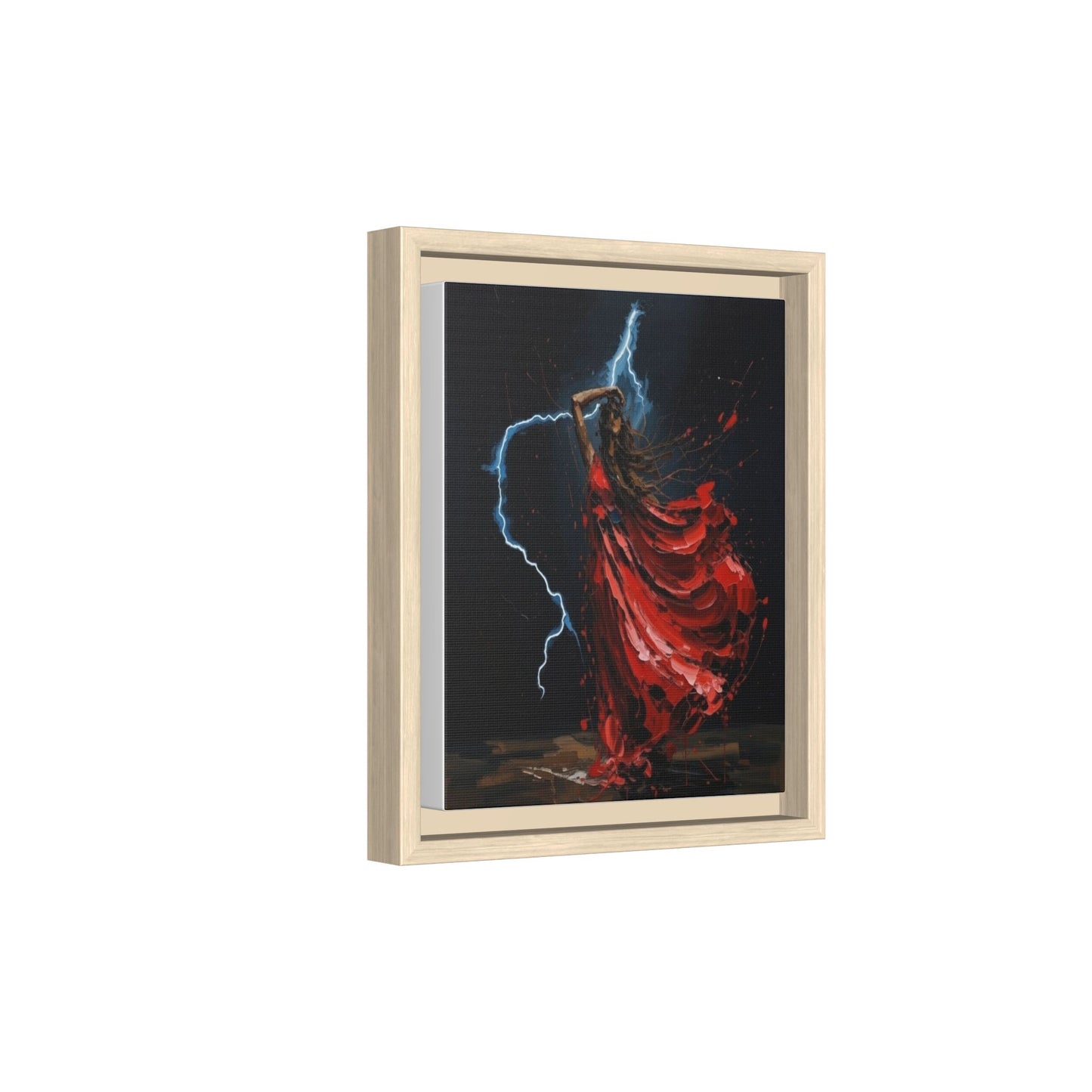 Framed Matte Canvas Print — Red Dancer Lightning Art