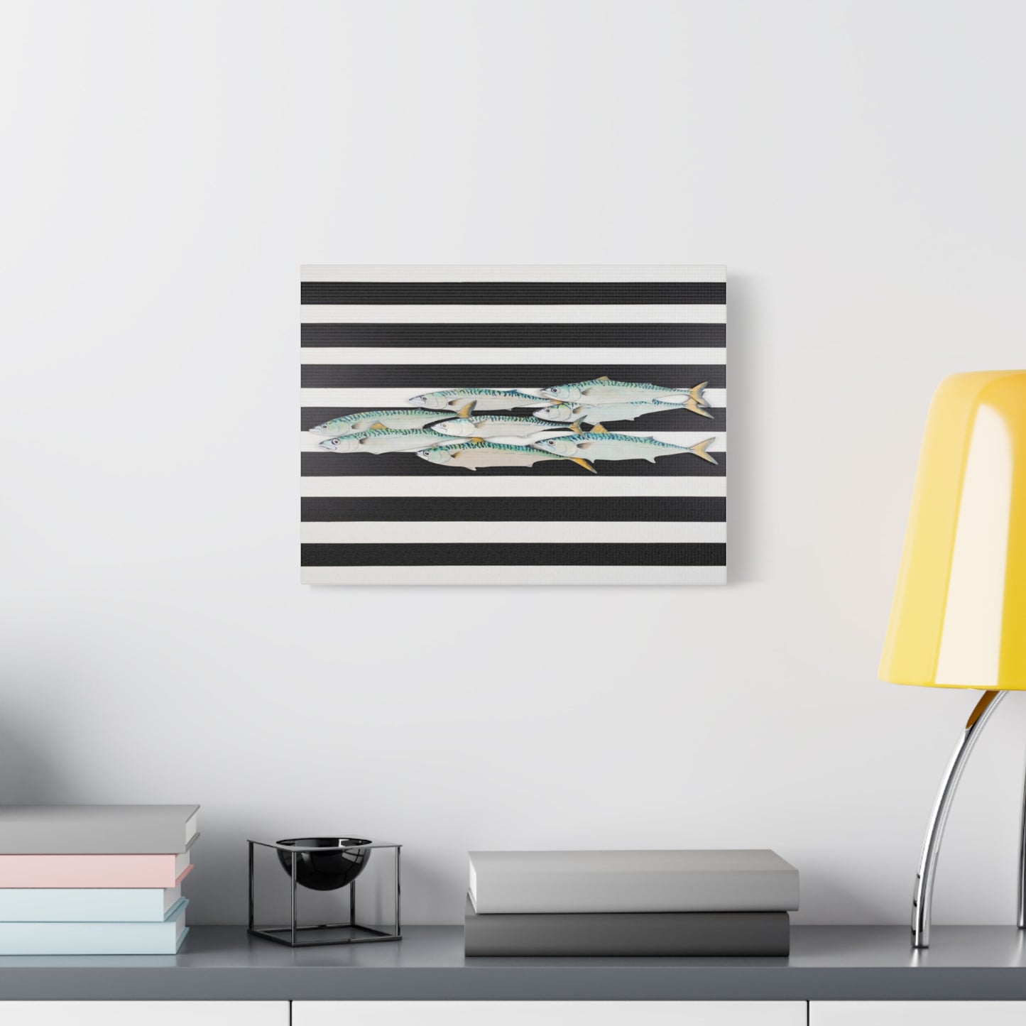 Striped Mackerel School Matte Canvas Print