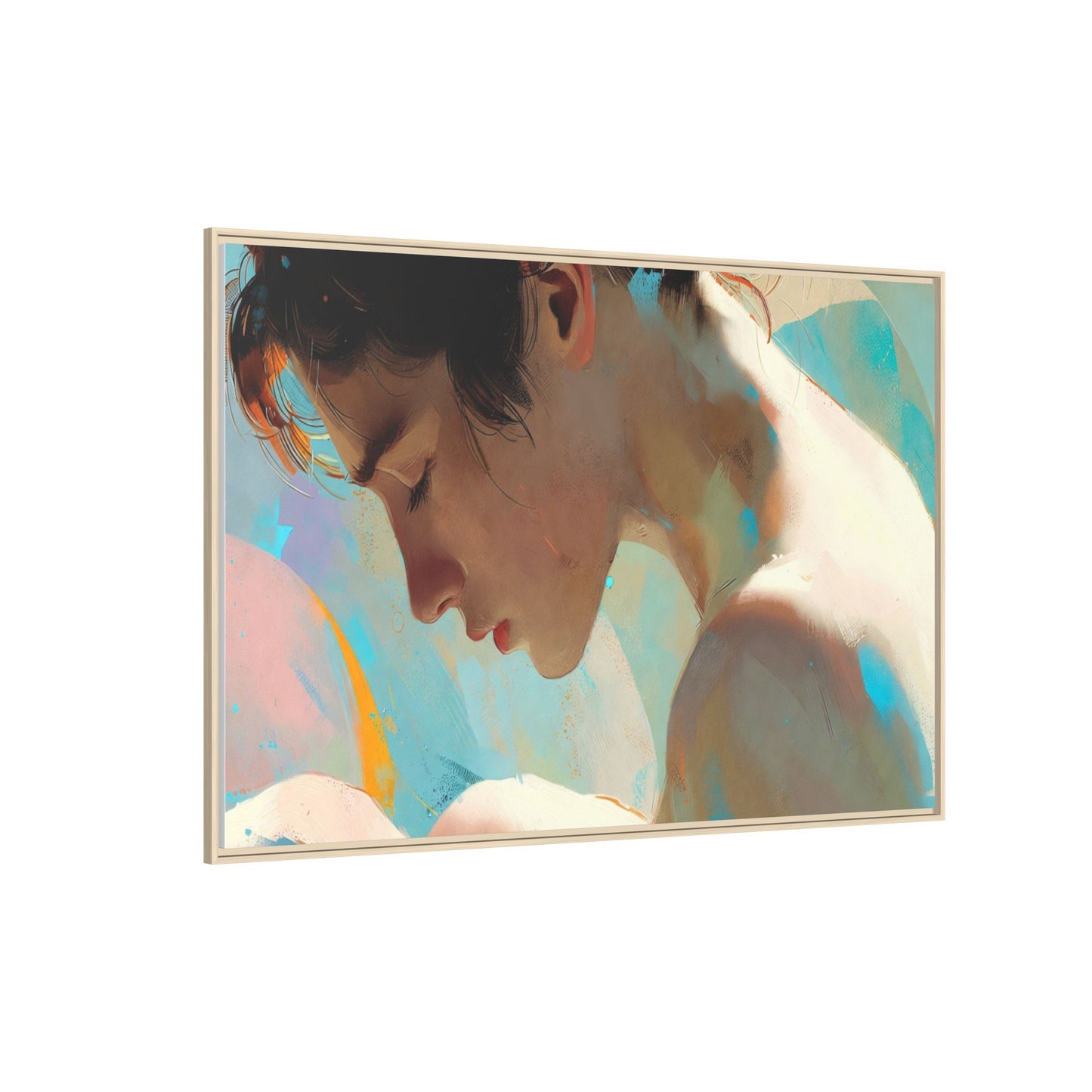 Framed Matte Canvas Print — Dreamy Portrait Art (Multi‑Color)