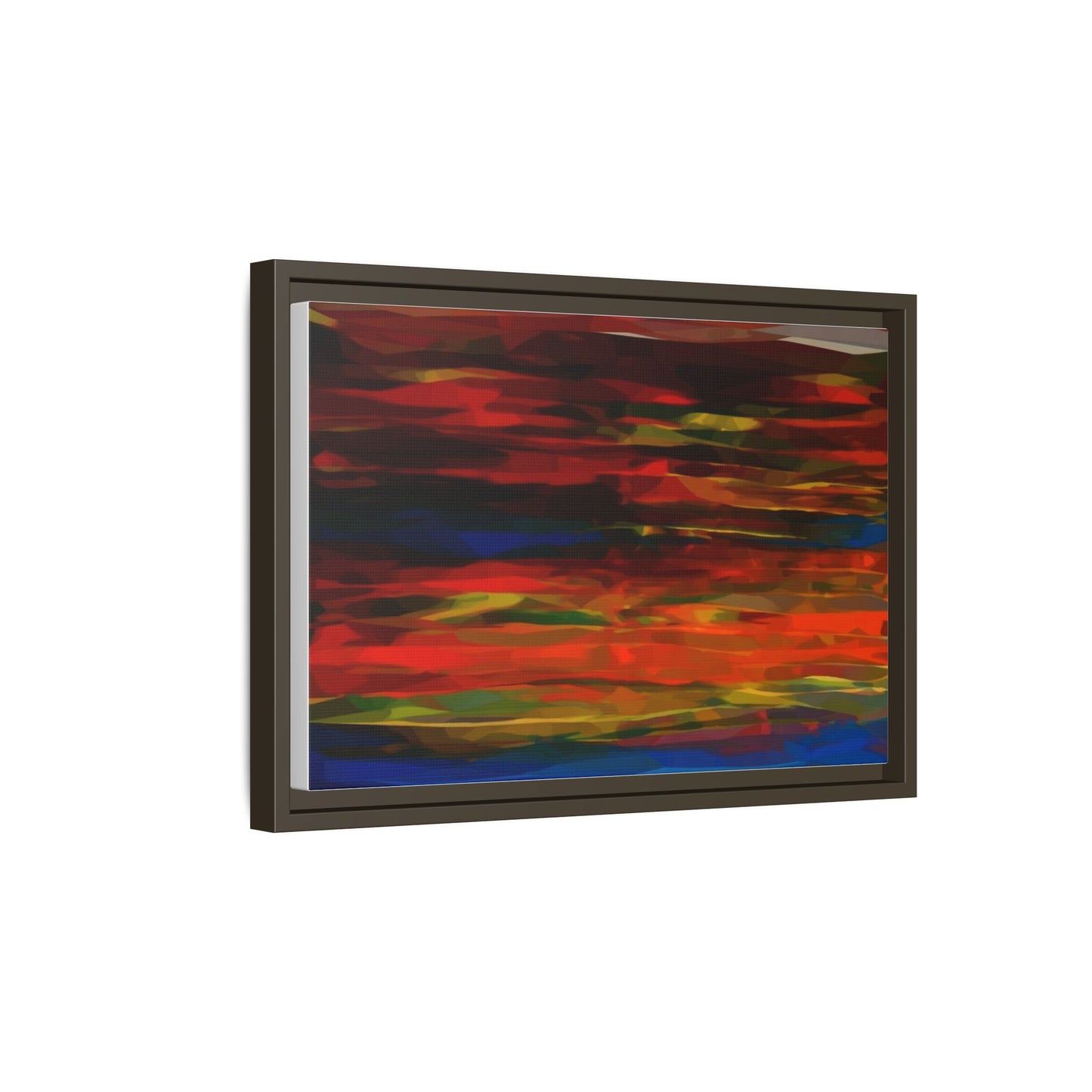 Abstract Multi-Color Matte Canvas Framed Wall Art — Bold Red & Blue Modern Painting