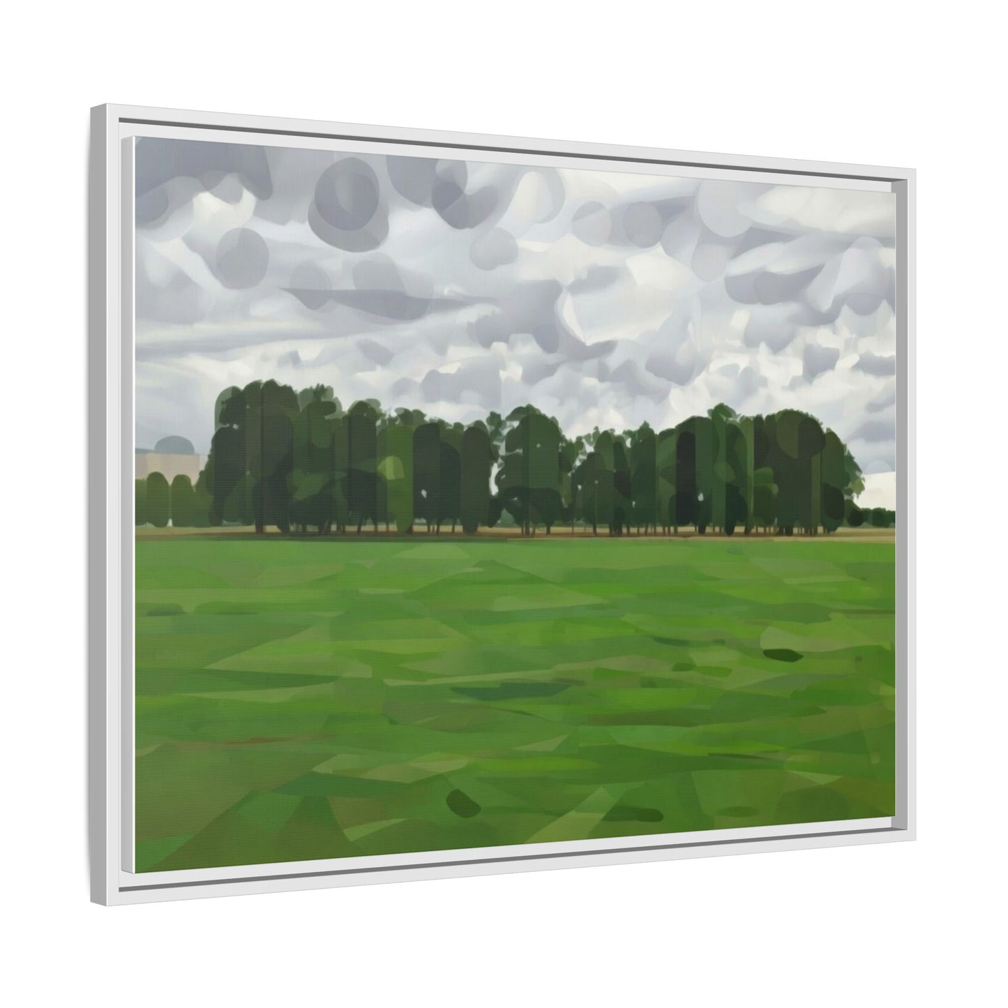 Framed Matte Canvas Print — Minimalist Green Landscape Art