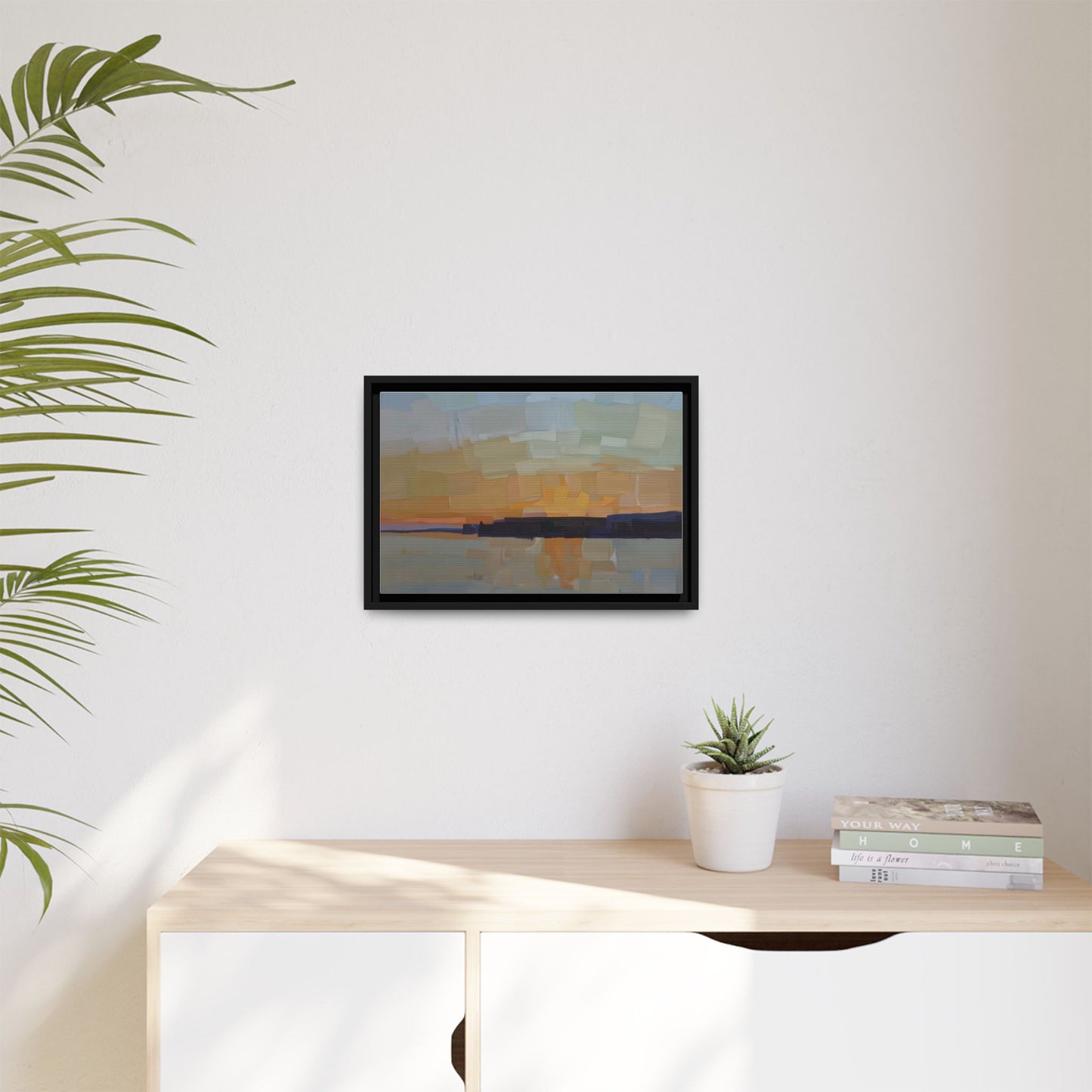 Framed Matte Canvas Sunset Abstract Landscape Art Print