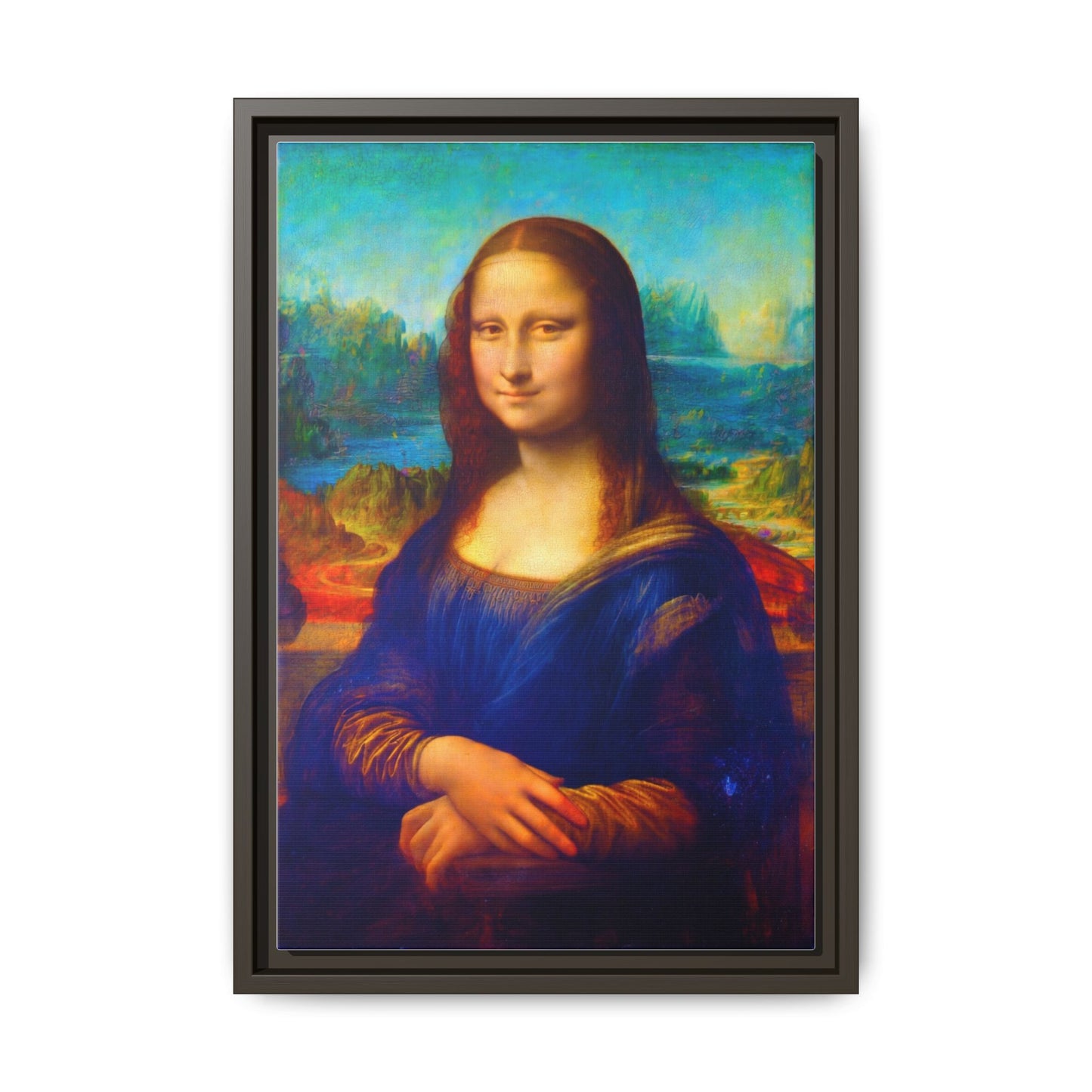 Framed Matte Canvas Print — Colorful Mona Lisa Wall Art