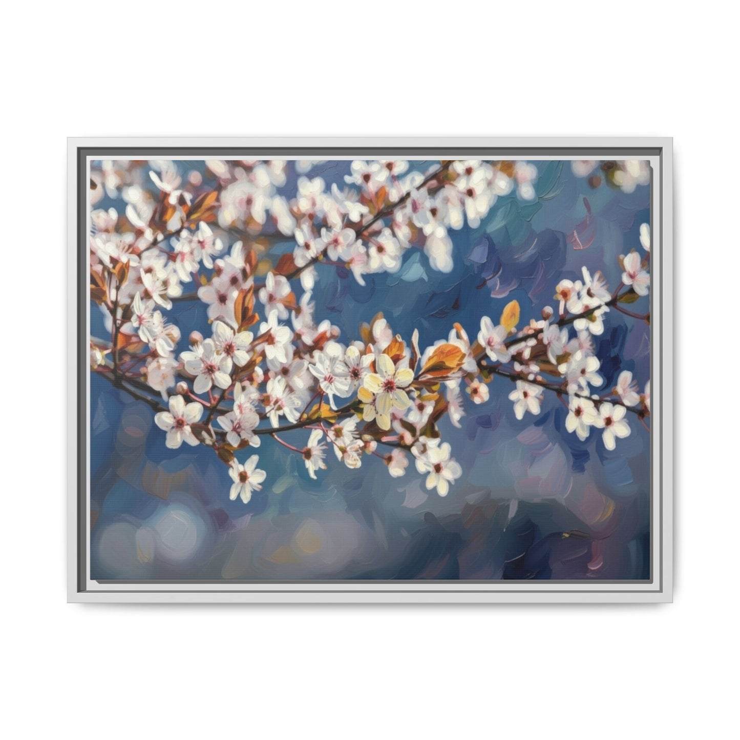 Framed Matte Canvas Print — Cherry Blossom Branch Wall Art