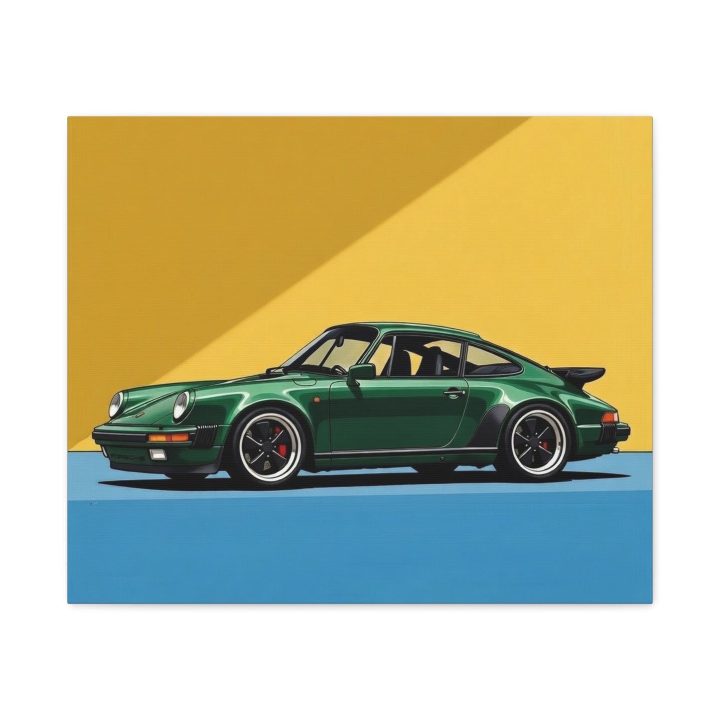 Vintage Green Porsche Art Print - Matte Stretched Canvas