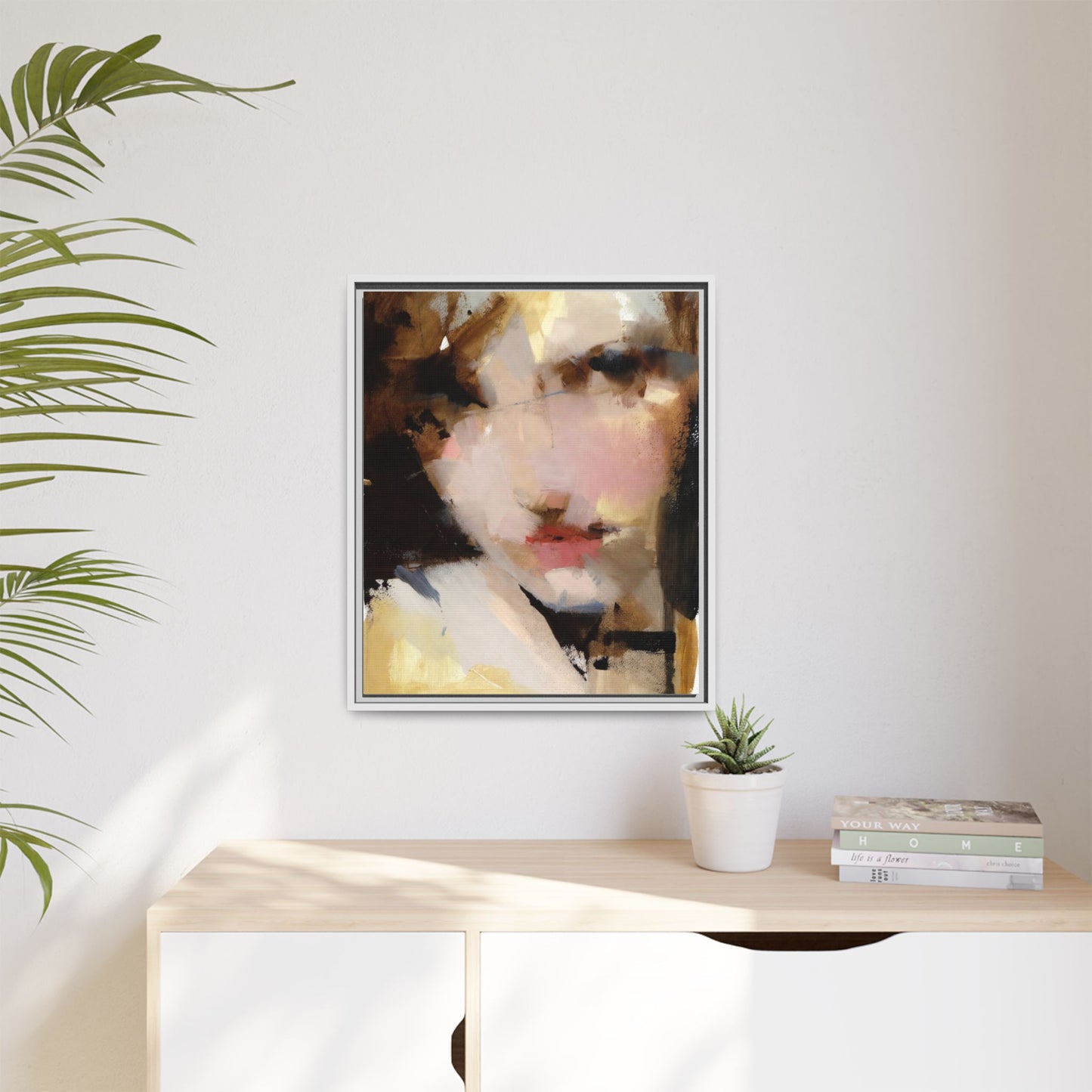 Abstract Portrait Matte Canvas Framed Print — Modern Feminine Wall Art