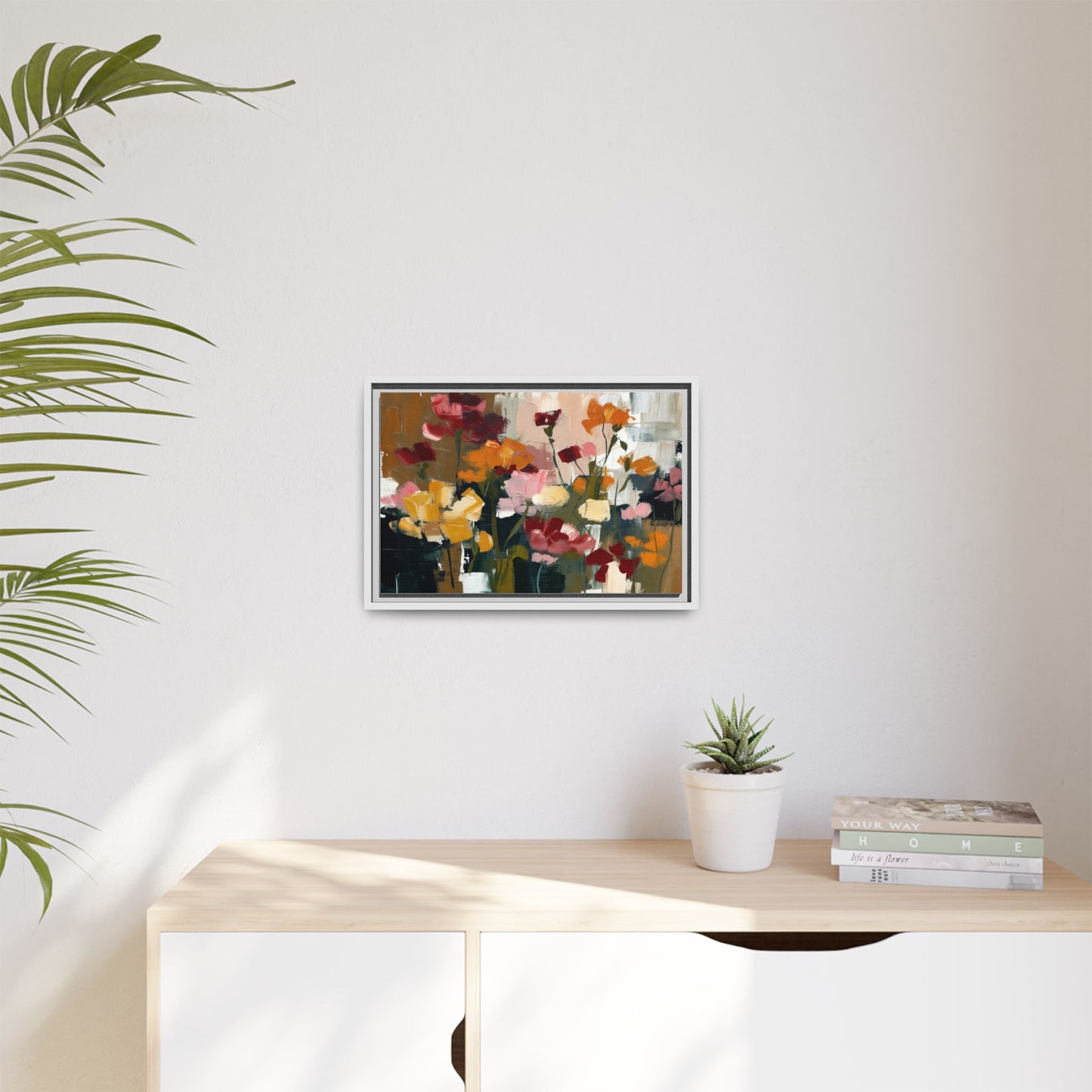 Framed Matte Canvas Floral Abstract Wall Art