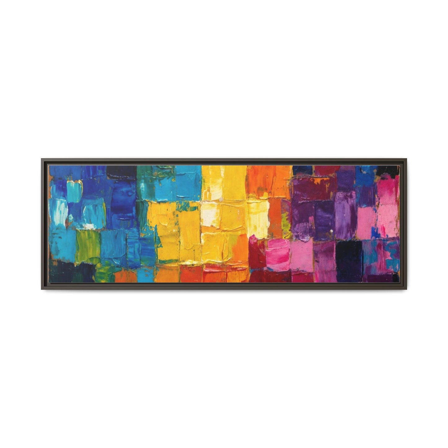 Abstract Rainbow Mosaic Framed Canvas Print — Colorful Modern Wall Art