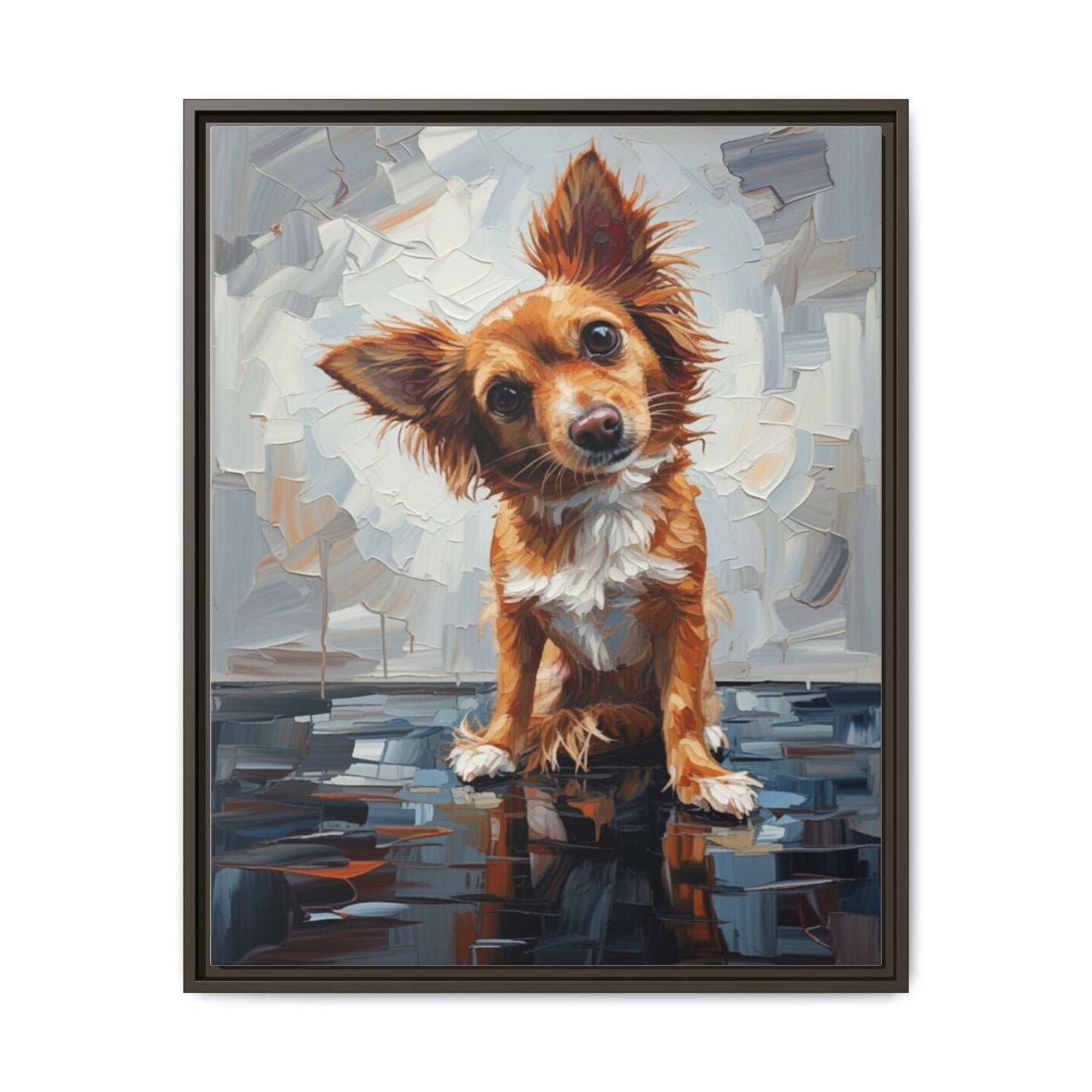 Framed Matte Canvas Print — Playful Brown Dog Portrait