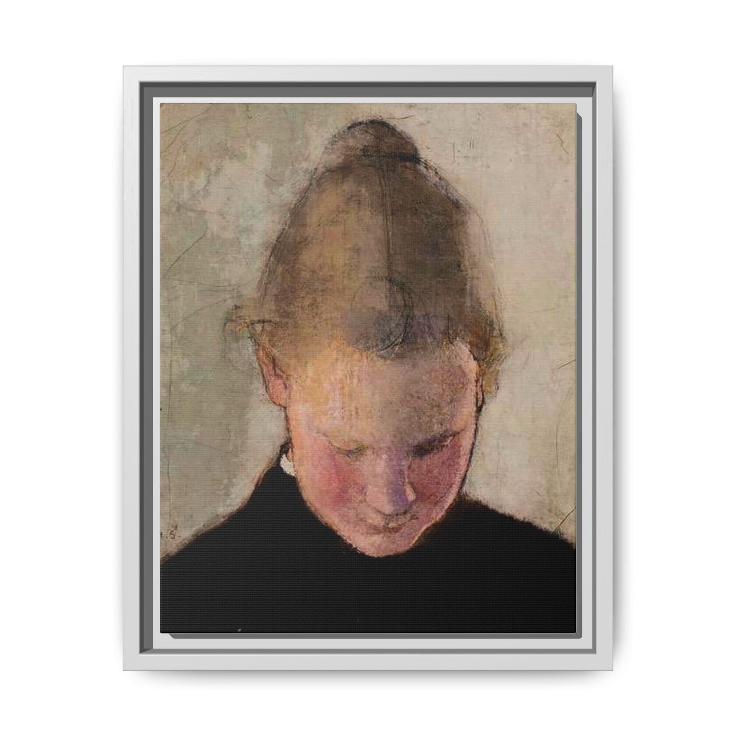 Lukeva tytto by Helena Schjerfbeck Framed Matte Canvas Art Print