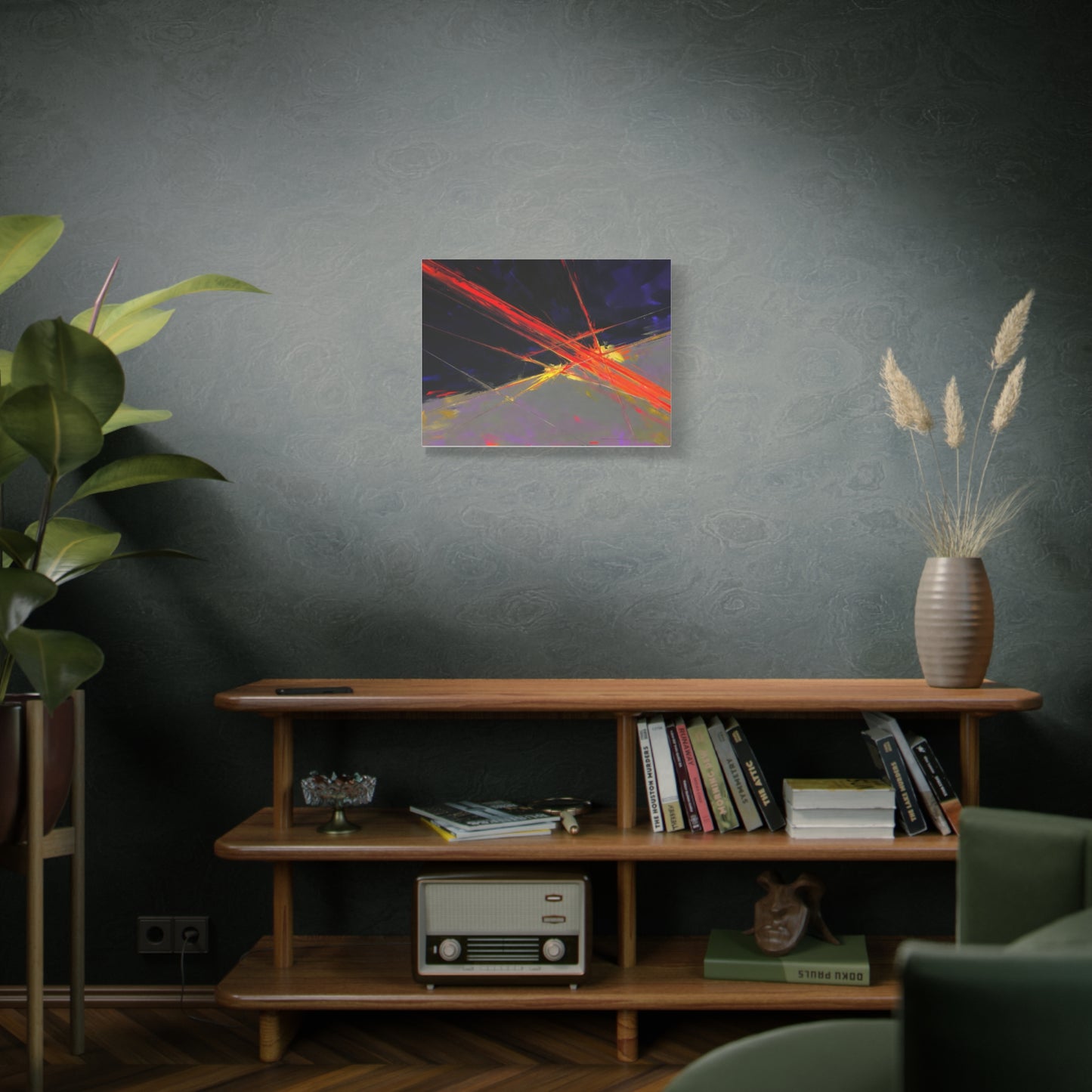 Abstract Red Streaks Matte Canvas Print — Modern Geometric Wall Art