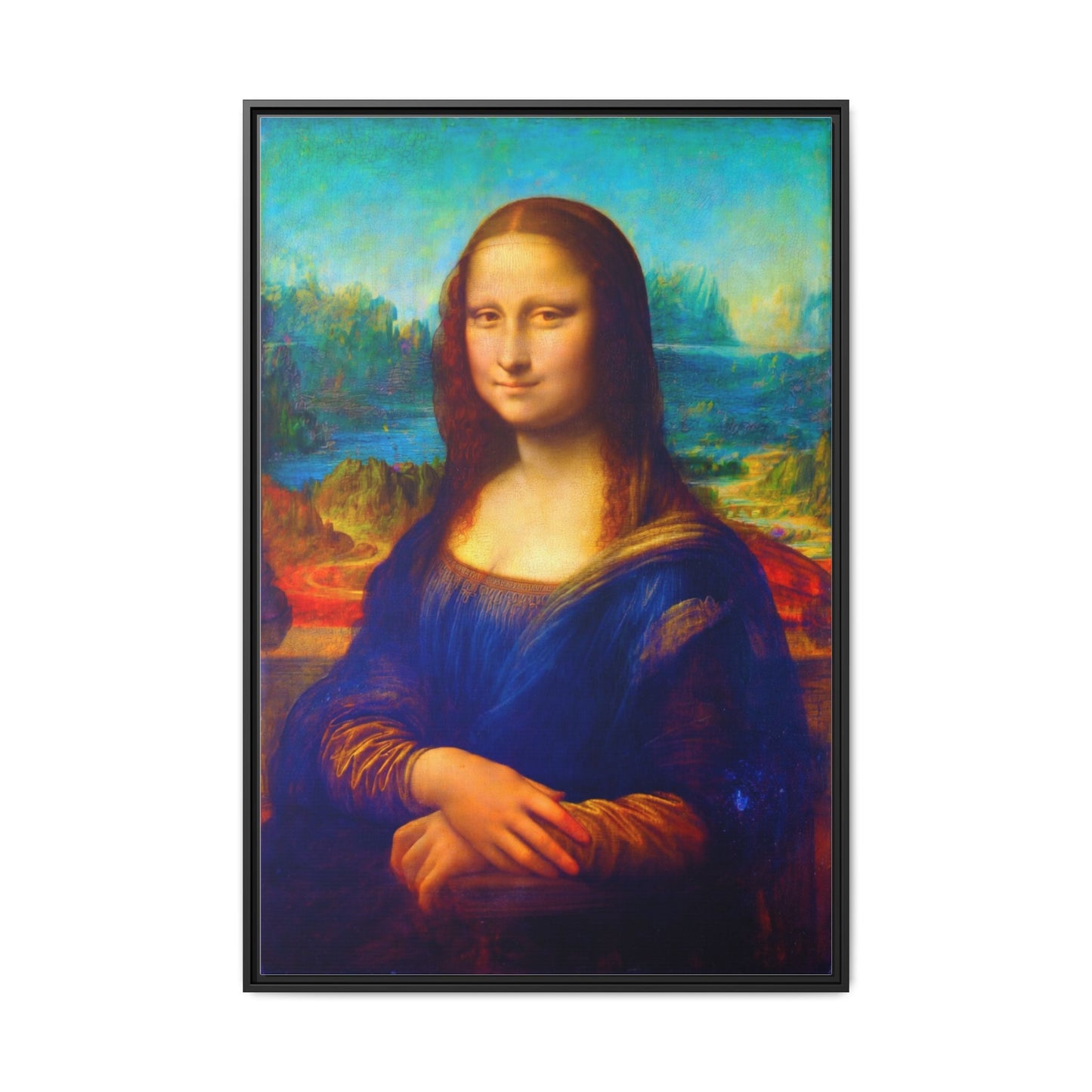 Framed Matte Canvas Print — Colorful Mona Lisa Wall Art
