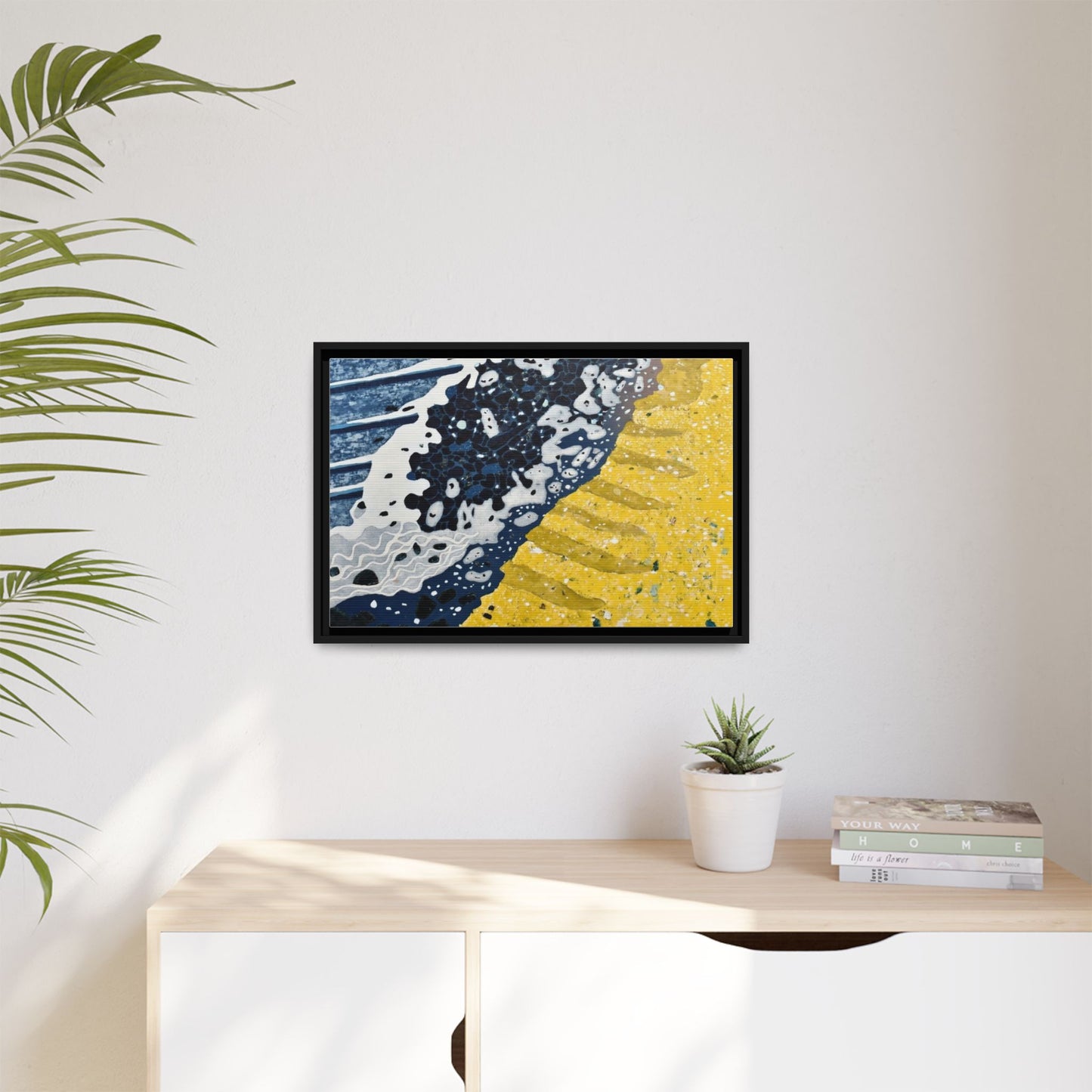 Framed Abstract Ocean & Sand Matte Canvas Print