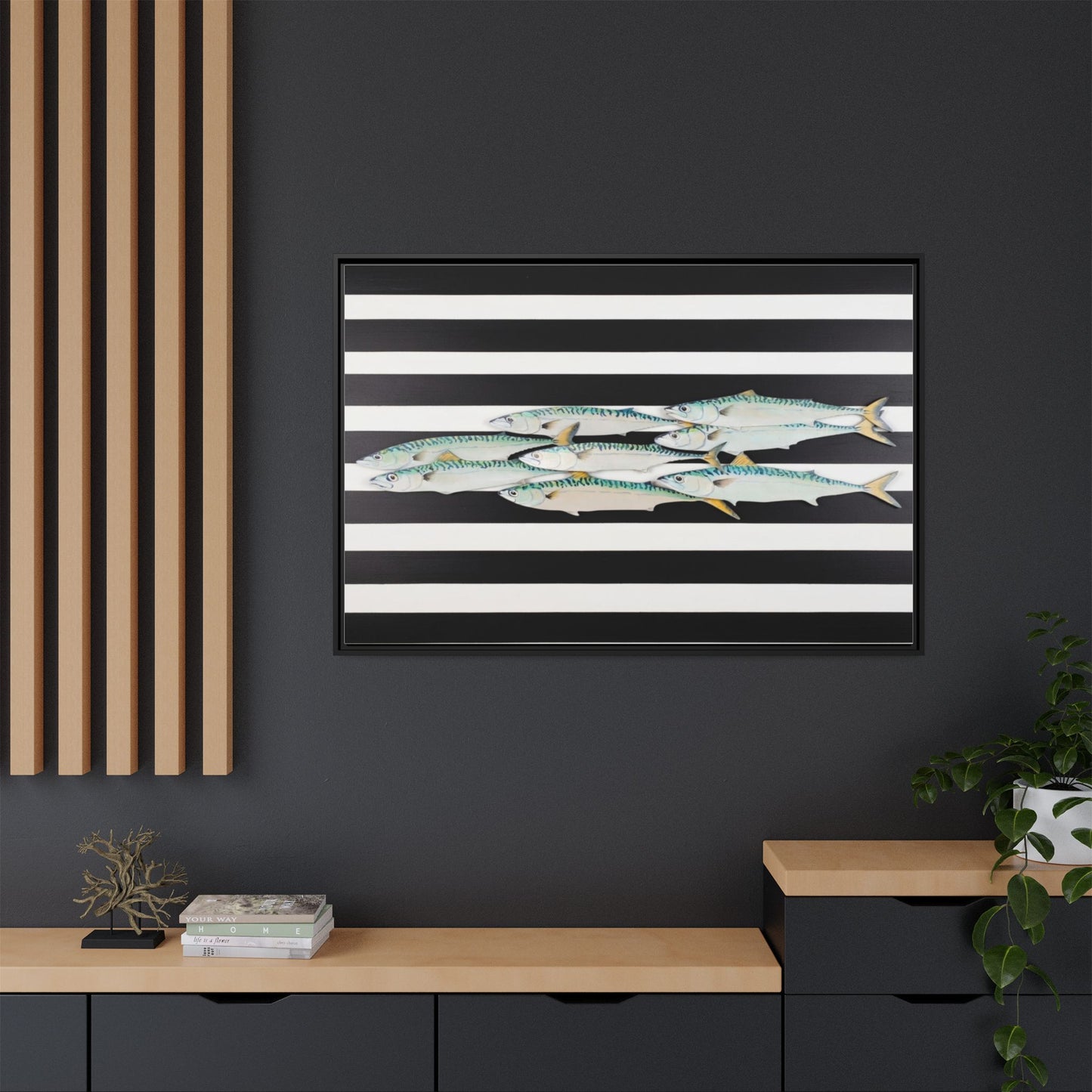 Striped Mackerel Canvas Print — Framed Matte Fish Wall Art