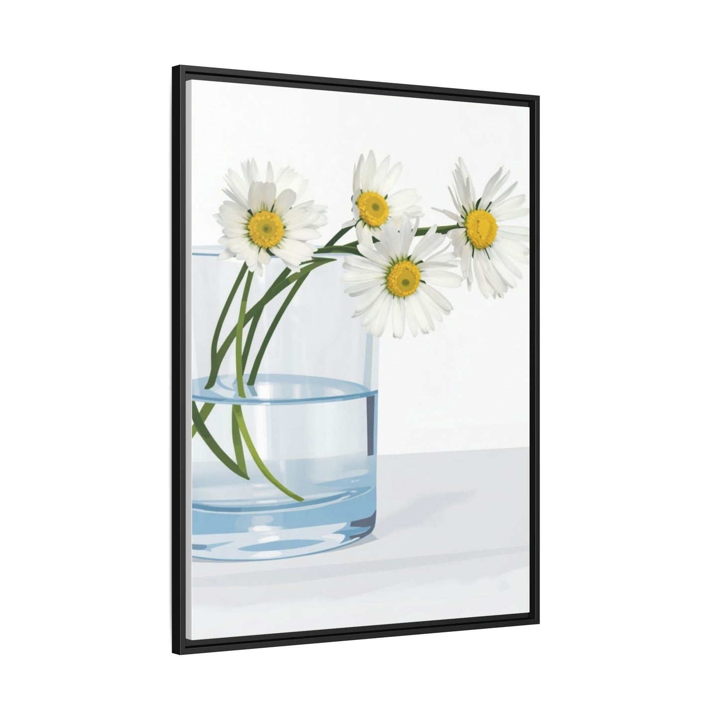 Framed Daisy Canvas Print — Minimal Botanical Wall Art