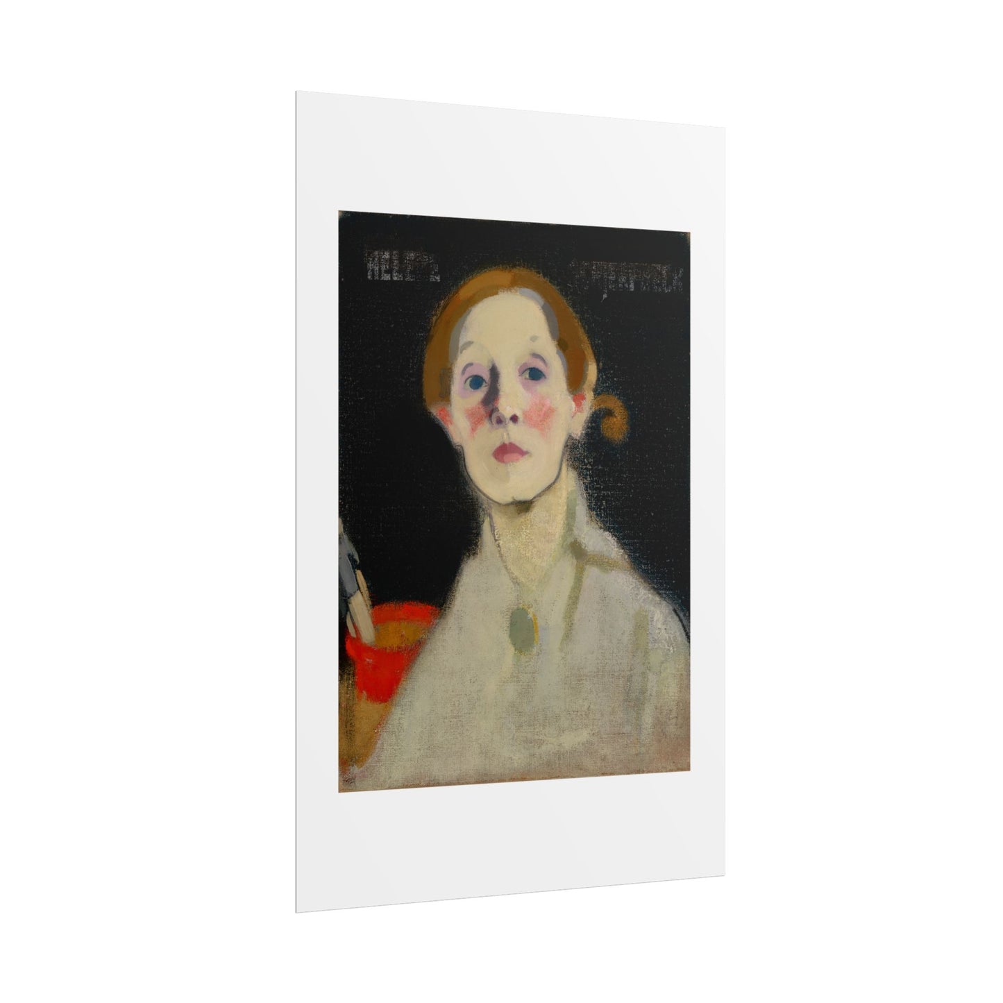 Self-Portrait Black Background by Helene Schjerfbeck Wall Art Print