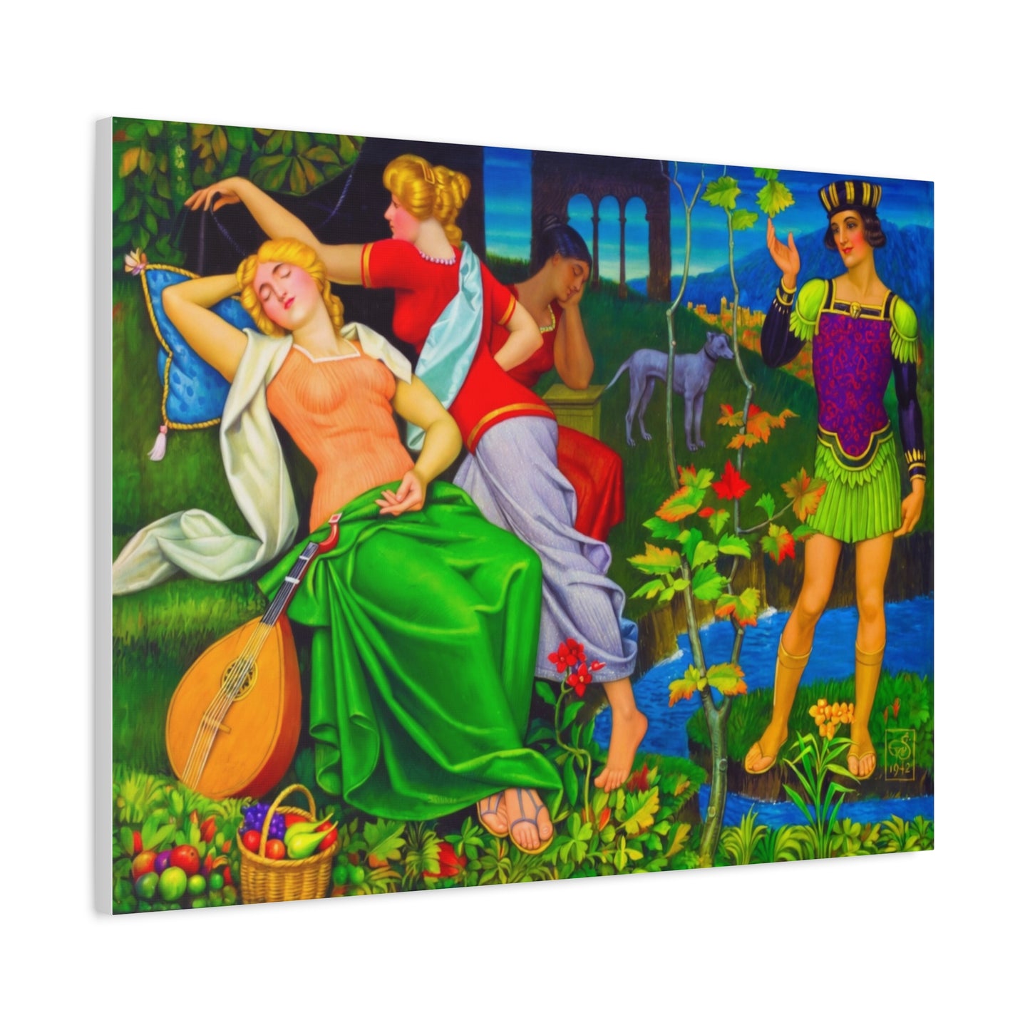 Colorful Renaissance-Inspired Matte Stretched Canvas Art