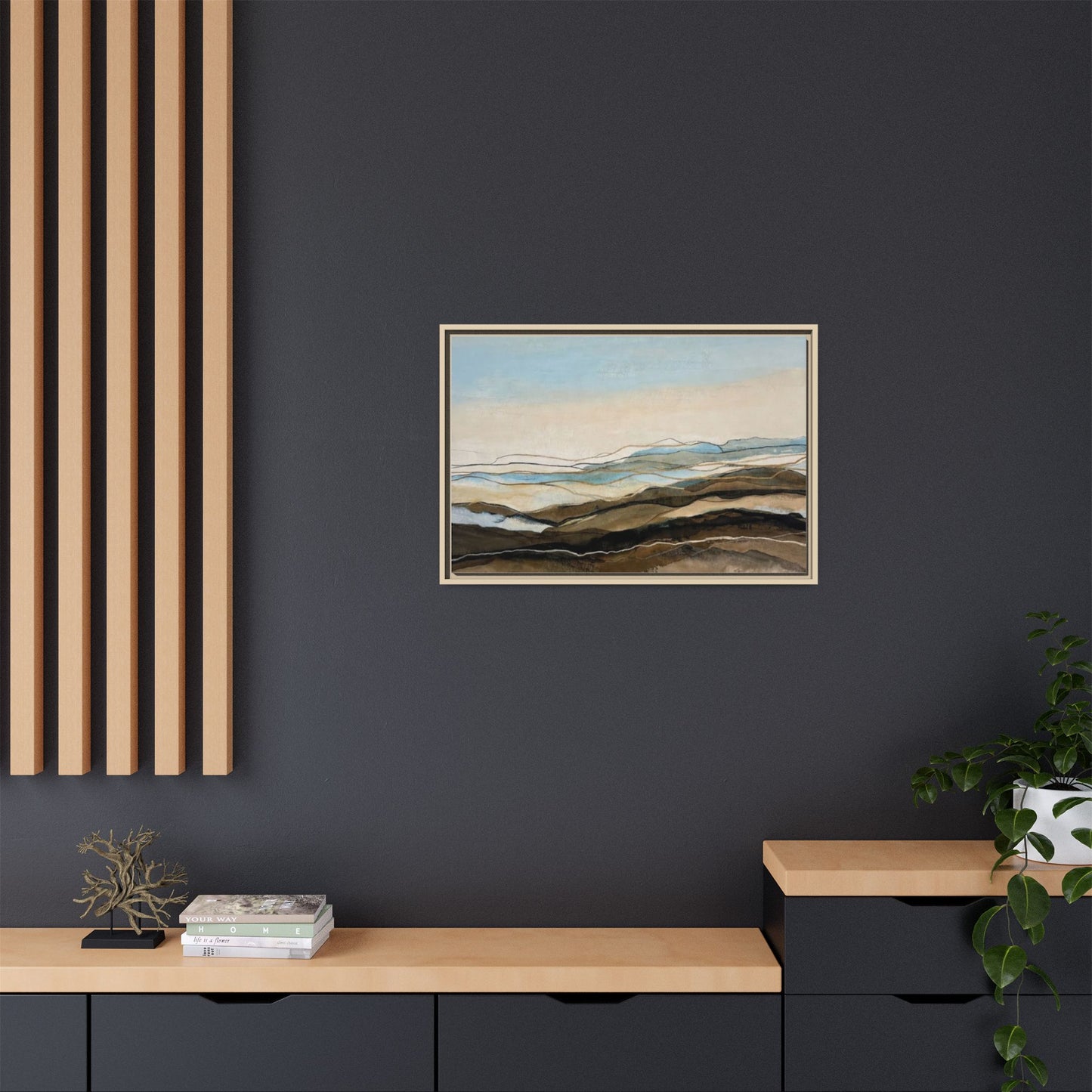 Framed Matte Canvas Print — Abstract Coastal Landscape Wall Art