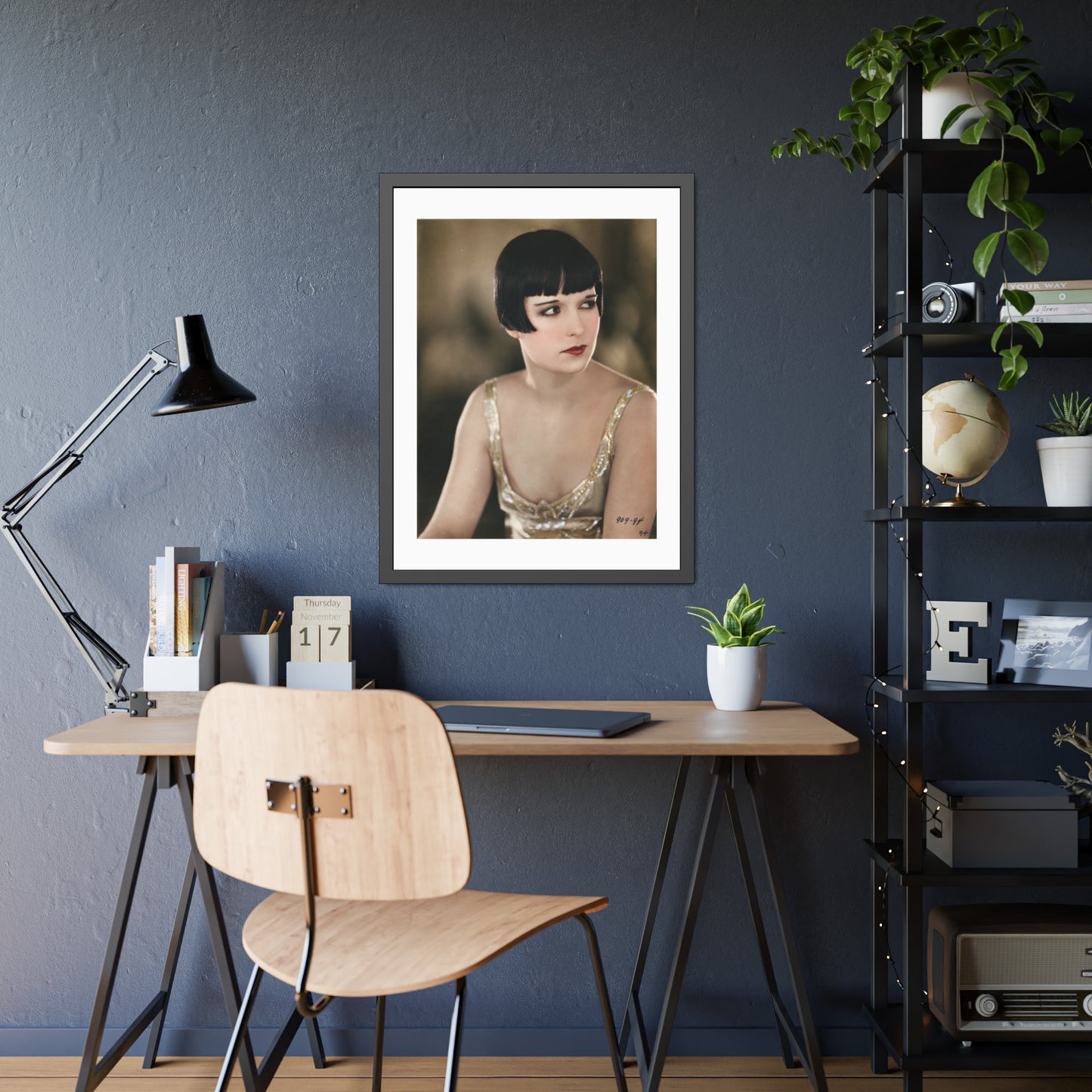 Vintage 1920s Louise Brooks Portrait Framed Poster — Art Deco Wall Print