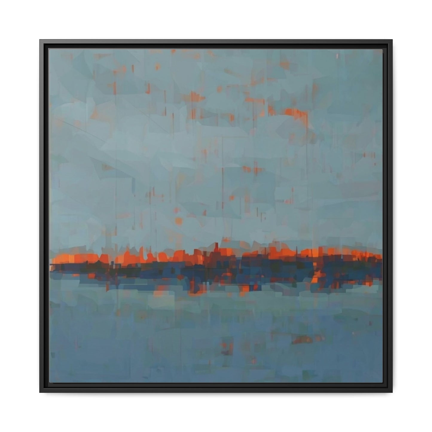 Framed Canvas Art — Teal & Orange Abstract Seascape