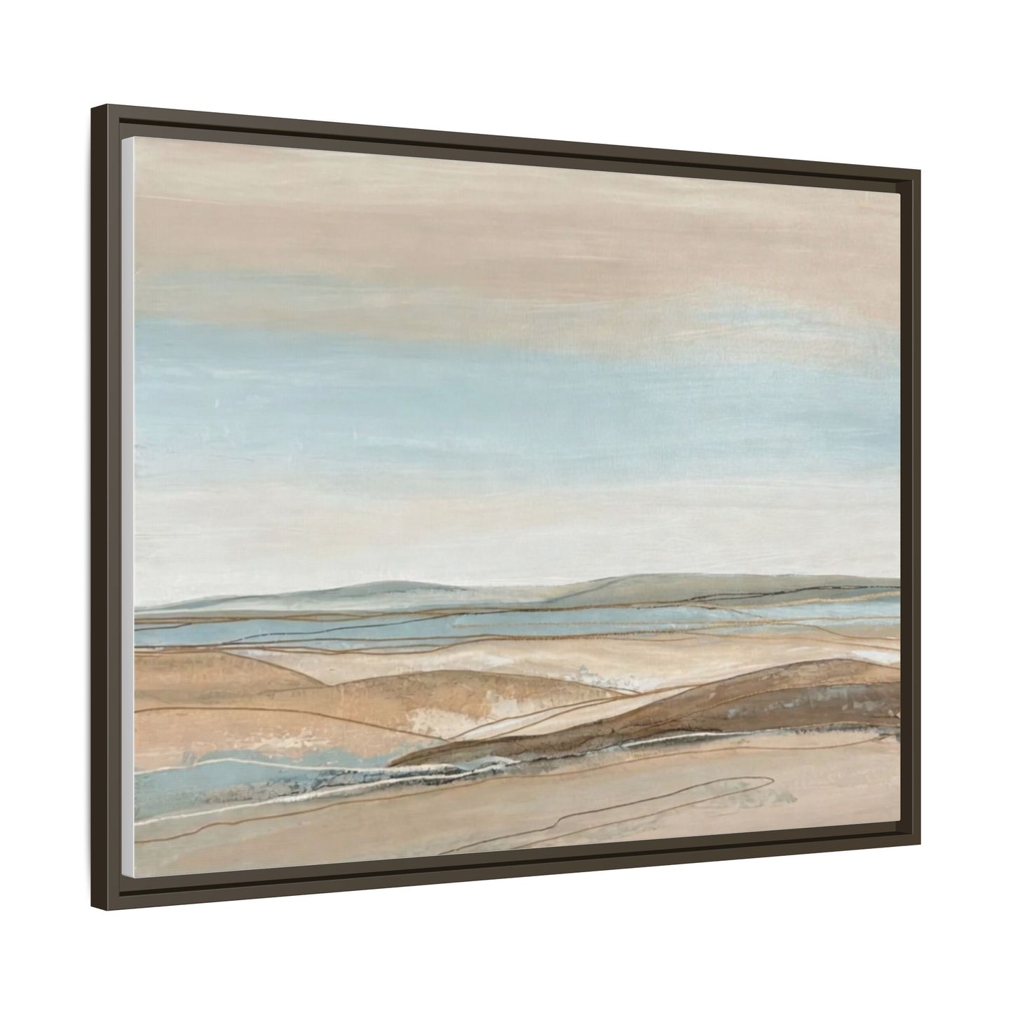 Framed Abstract Landscape Matte Canvas — Serene Coastal Horizon Wall Art