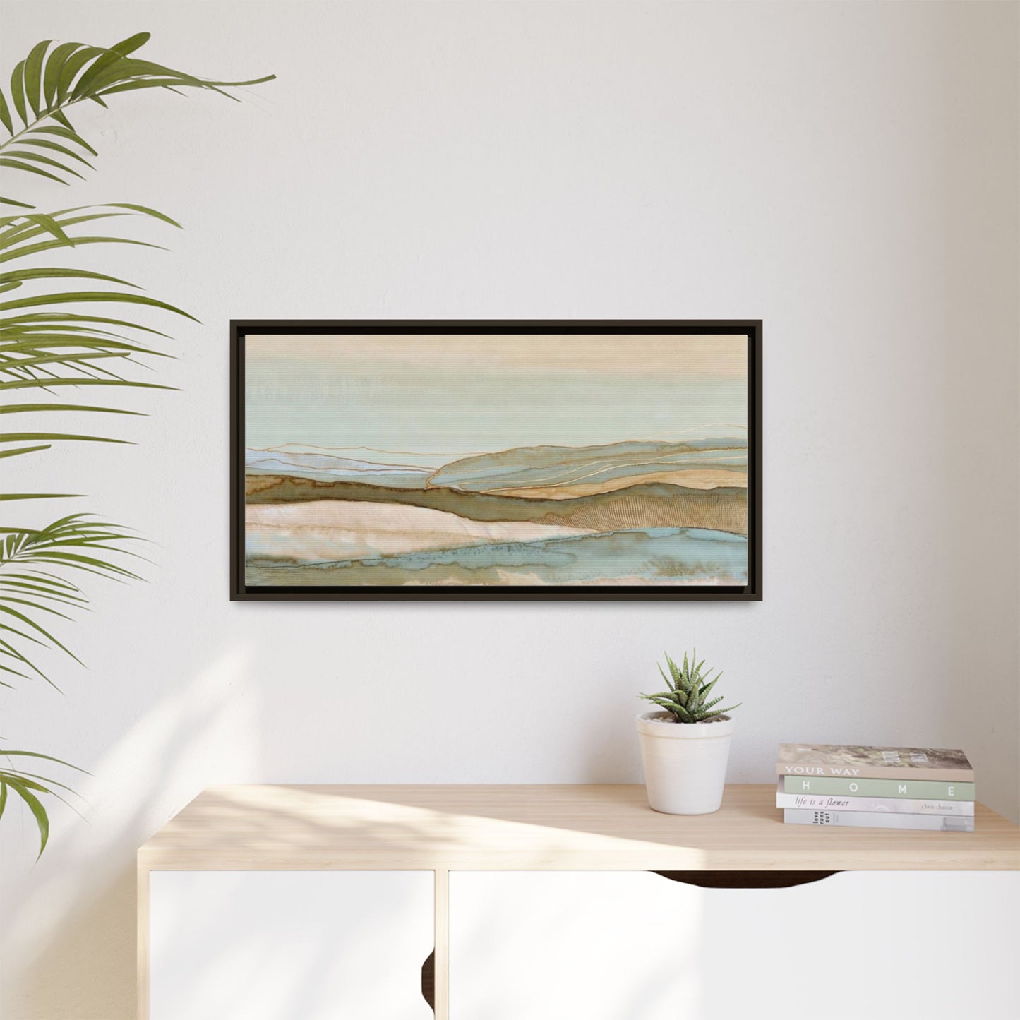 Framed Matte Canvas Coastal Abstract Landscape Wall Art