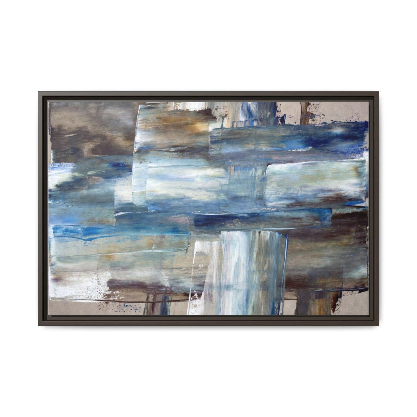 Abstract Blue Coastal Matte Canvas Framed Wall Art