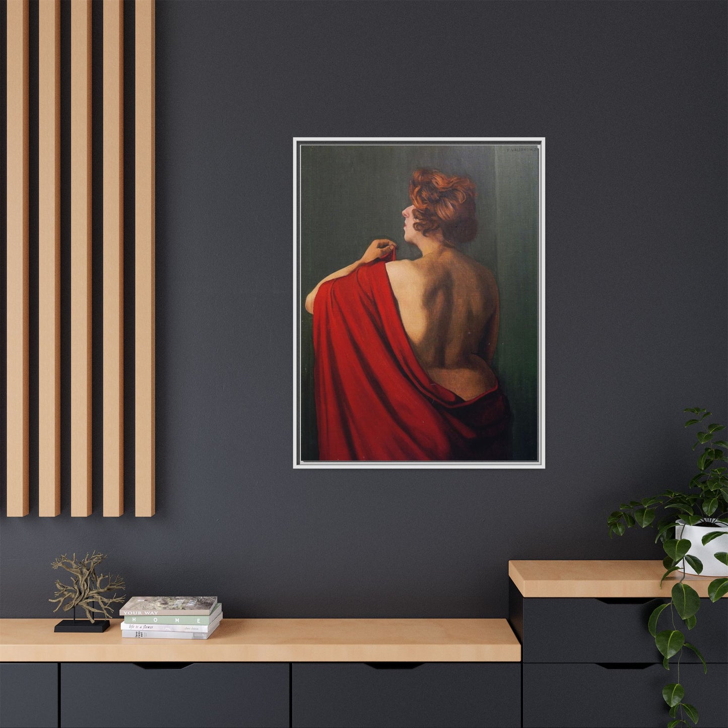 Femme au châle rouge by Félix Vallotton Framed Matte Canvas Wall Art Print